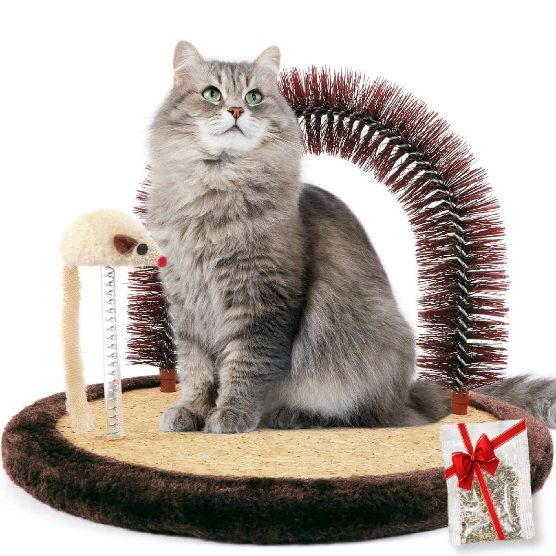 Happi N Pets Original Cat Self Groomer, Arch Grooming Brush wtih Heavy Wooden Scratching Pad, Rubbing Post & Toy, Cat Face Scratchers Body Massager, Cat Scratchers for Indoor Cats, Brown Happi N Pets Original Cat Self Groomer, Arch Grooming Brush wtih Heavy Wooden Scratching Pad, Rubbing Post & Toy, Cat Face Scratchers Body Massager, Cat Scratchers for Indoor Cats, Brown