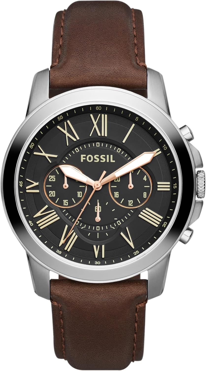 Fossil Men’s Grant Quartz Stainless Steel and Leather Chronograph Watch Fossil Men’s Grant Quartz Stainless Steel and Leather Chronograph Watch