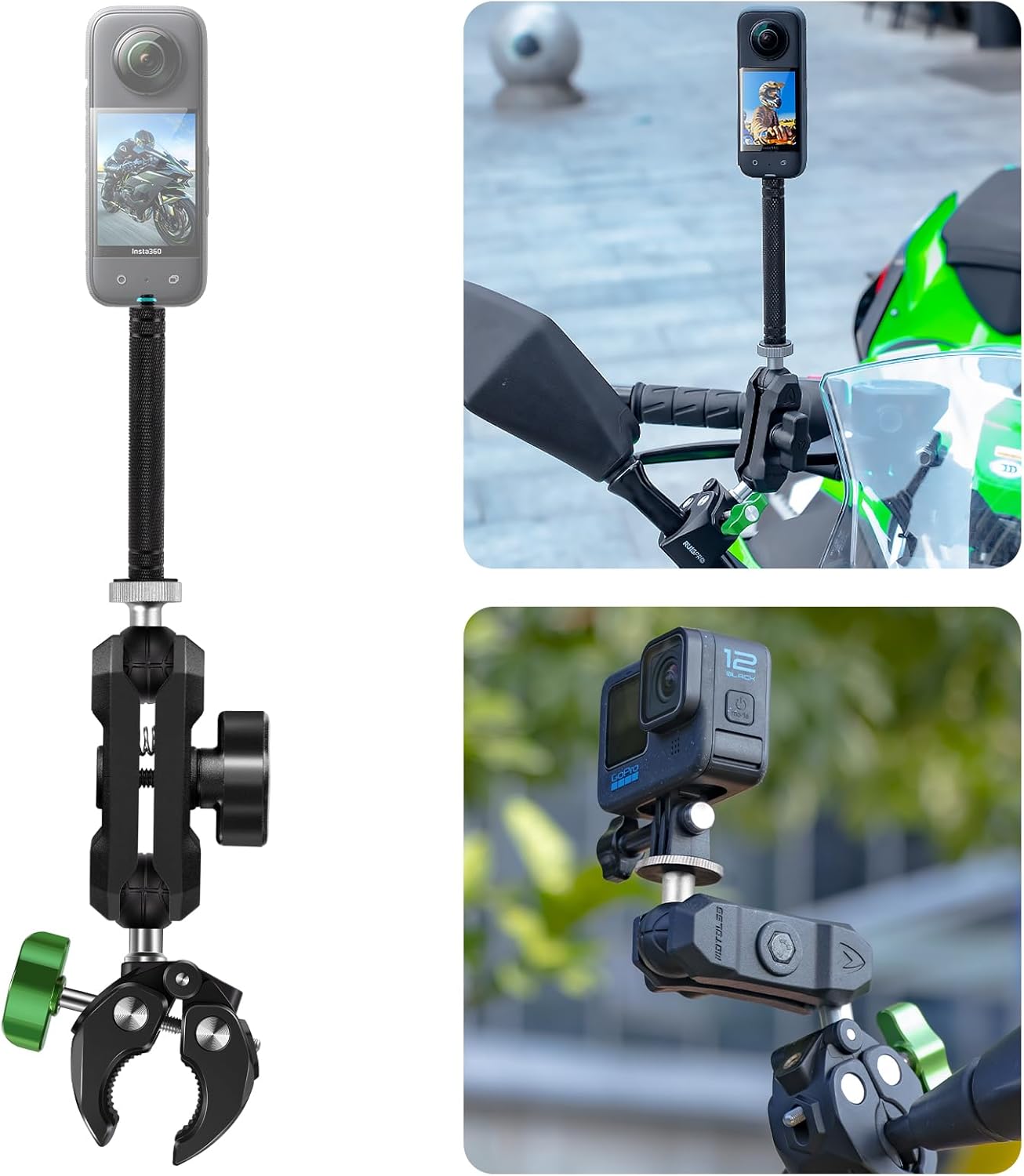 Motorcycle Mountain Bike Handlebar Crab Plier Clip Clamp Mount Bracket Magic Arm with Extension Rod for INSTA360 X4/X3/X2/ONE RS/GO 3S Action Cameras Motorcycle Mountain Bike Handlebar Crab Plier Clip Clamp Mount Bracket Magic Arm with Extension Rod for INSTA360 X4/X3/X2/ONE RS/GO 3S Action Cameras