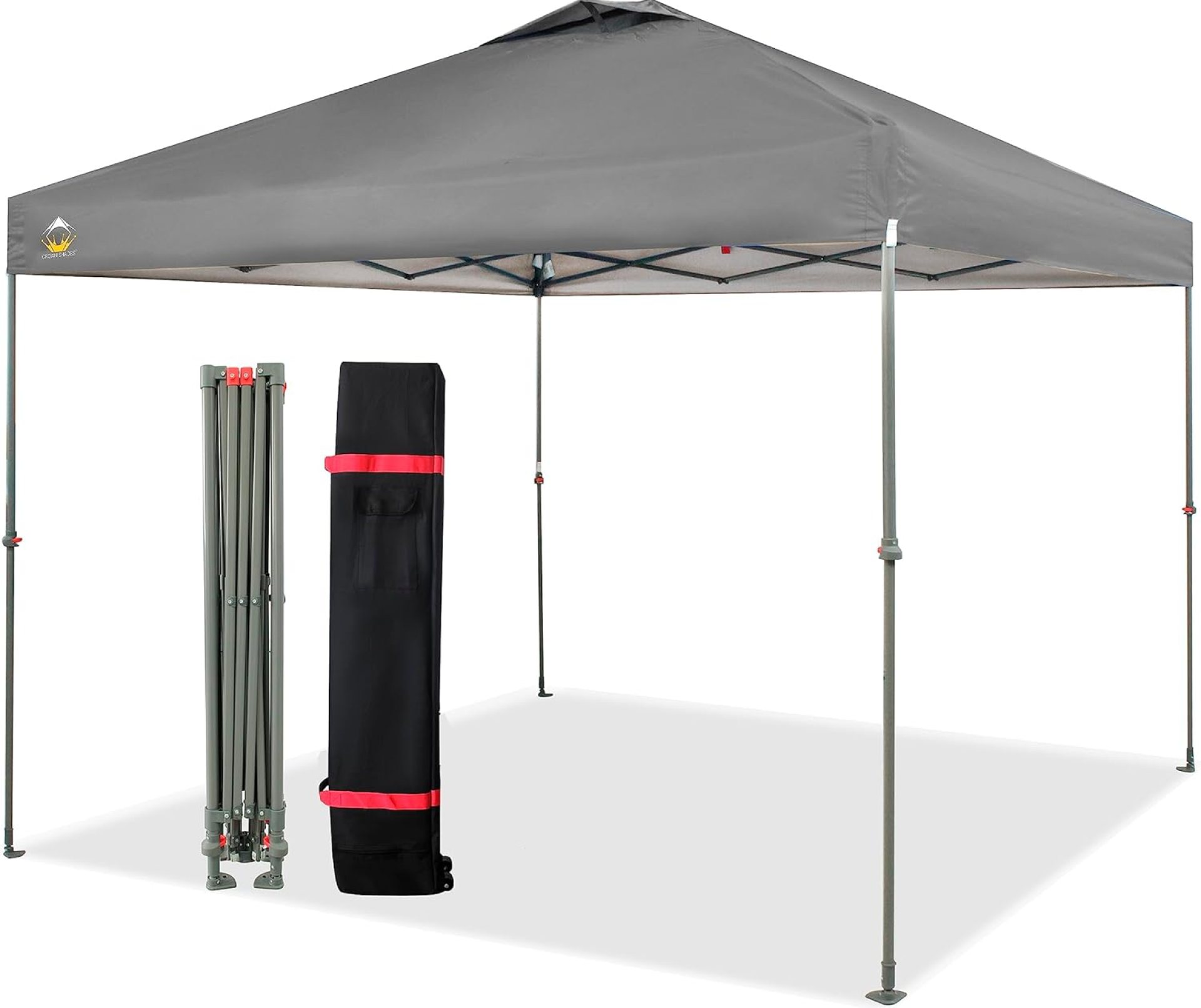 CROWN SHADES 10×10 Canopy Tent, Pop Up Beach Tent for Outdoor Shades with Wheeled Bag, 8 Stakes, 4 Ropes, Outdoor Canopy, Grey CROWN SHADES 10×10 Canopy Tent, Pop Up Beach Tent for Outdoor Shades with Wheeled Bag, 8 Stakes, 4 Ropes, Outdoor Canopy, Grey