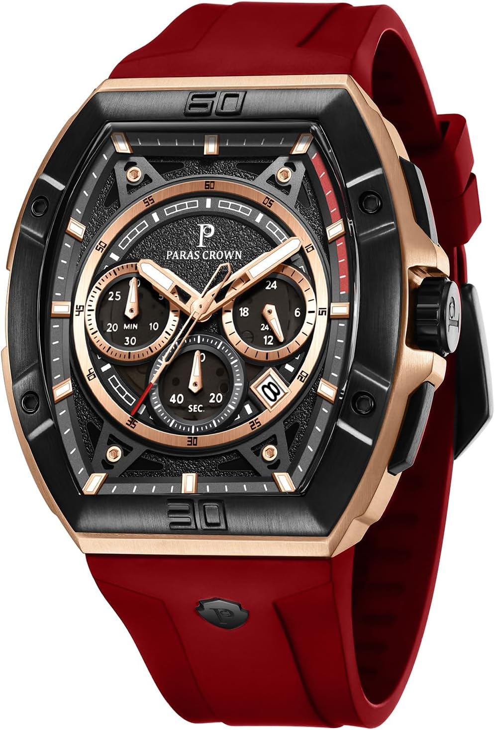 Paras Crown Watches for Men Tonneau 5ATM Waterproof Quartz Luxury Chronograph Analog Men’s Wrist Watches Stainless Steel Case Mens Watches Paras Crown Watches for Men Tonneau 5ATM Waterproof Quartz Luxury Chronograph Analog Men’s Wrist Watches Stainless Steel Case Mens Watches