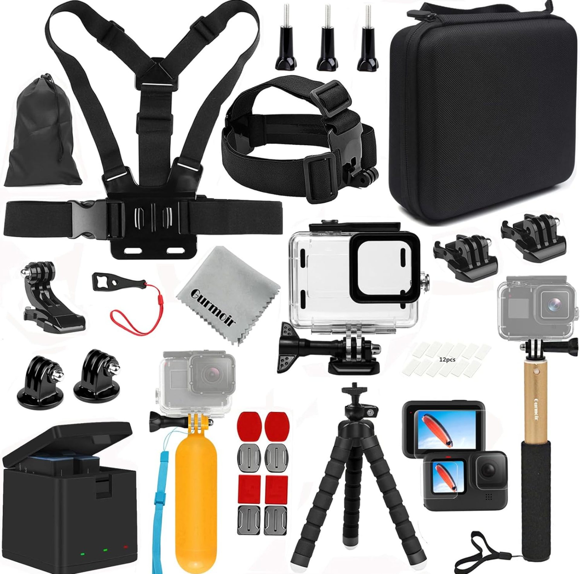 Gurmoir Accessories Kit for GoPro Hero 12 Hero 11 Hero 10 Hero 9 Black, 2 Battery+Charger+Waterproof Case and More Mount Accessory Bundle Compatible with Go Pro 12 11 10 9 Camera Gurmoir Accessories Kit for GoPro Hero 12 Hero 11 Hero 10 Hero 9 Black, 2 Battery+Charger+Waterproof Case and More Mount Accessory Bundle Compatible with Go Pro 12 11 10 9 Camera