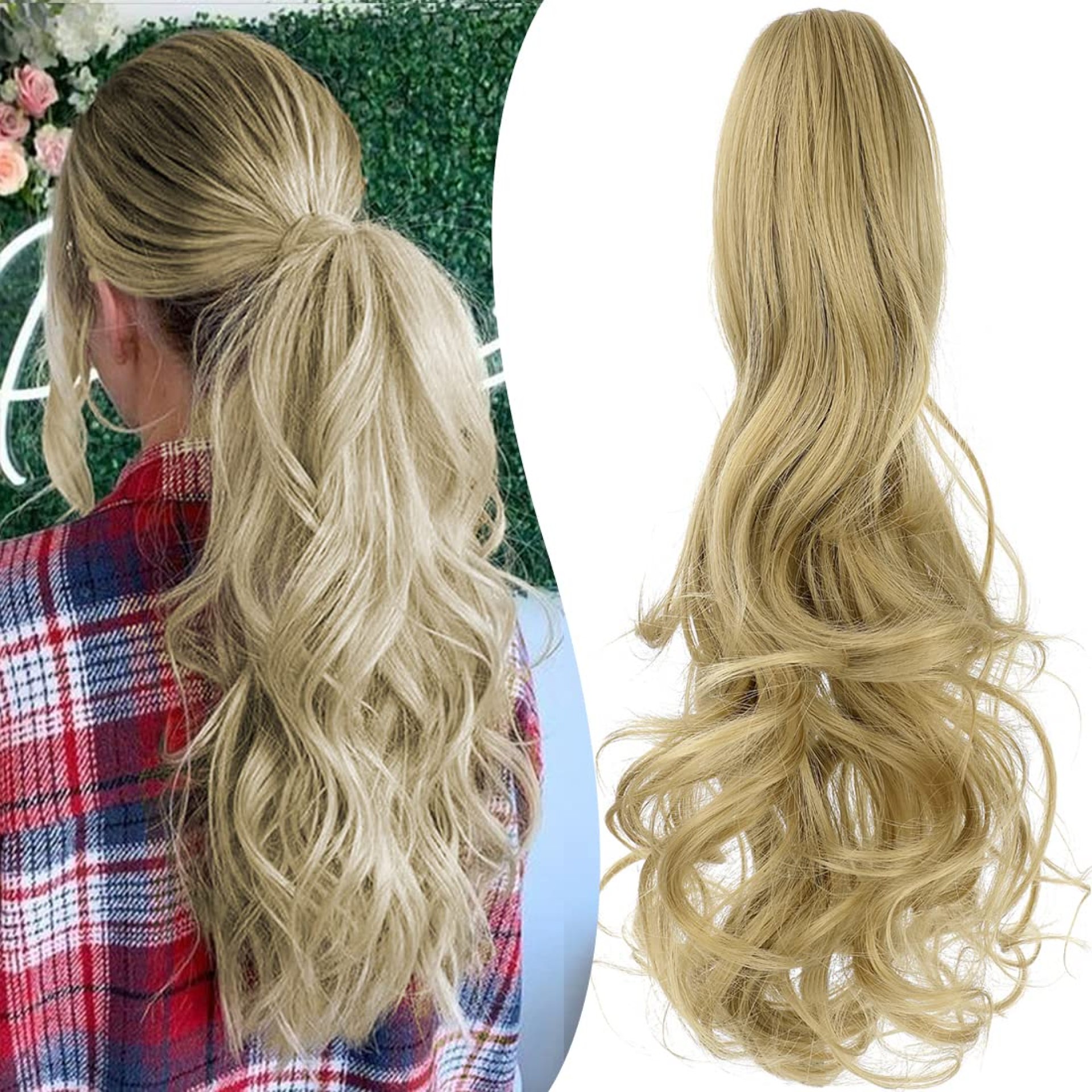 Claw Clip Ponytail Extension 18″ Clip in Wavy Ponytail Hair Extensions Long Pony Tails for Women Extensions Ash Blonde Wave Hairpiece Claw Clip Ponytail Extension 18″ Clip in Wavy Ponytail Hair Extensions Long Pony Tails for Women Extensions Ash Blonde Wave Hairpiece
