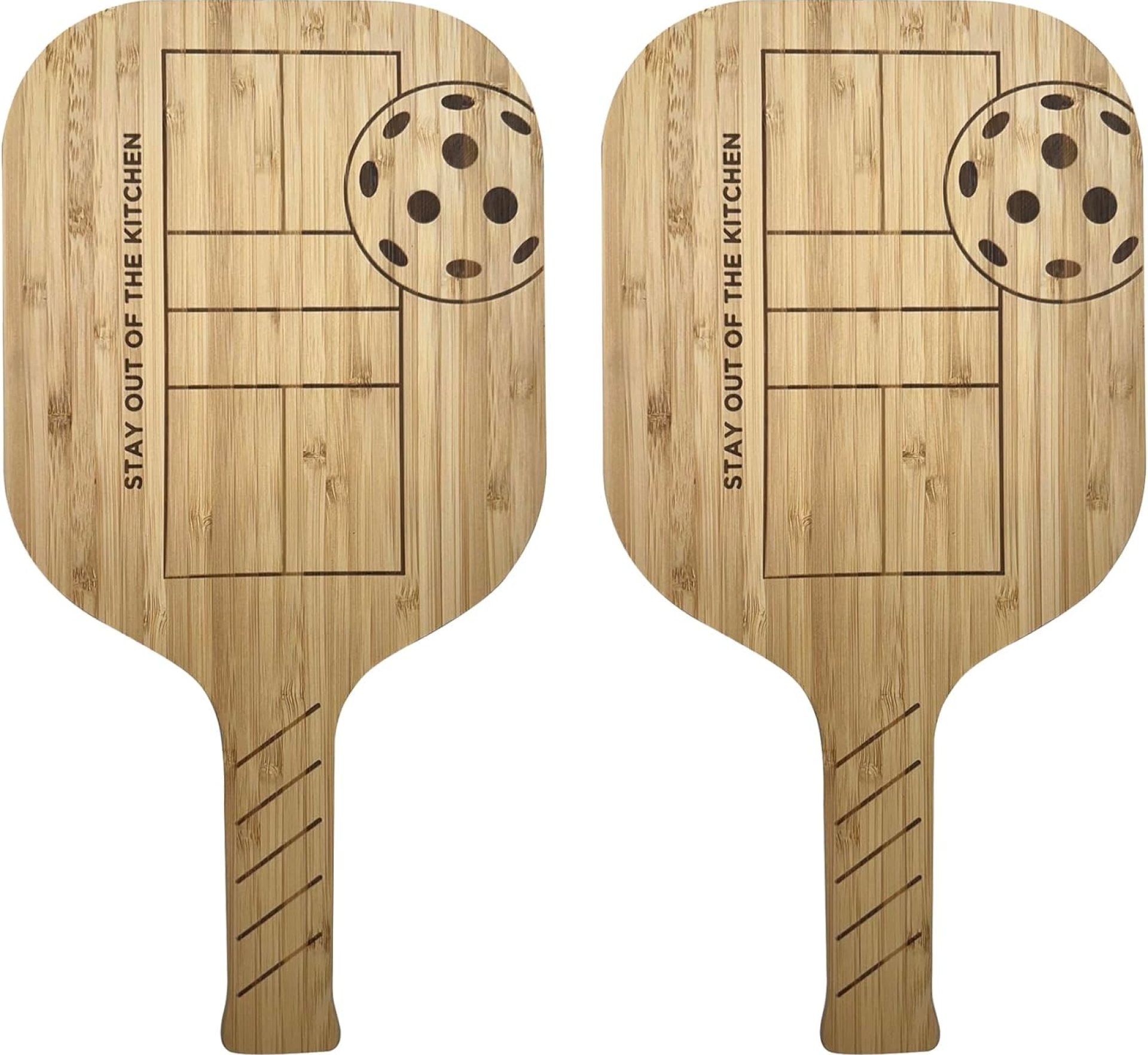 Fox Run Pickleball Paddle Charcuterie Boards, Set of 2 Bamboo Cheese Serving Boards, 14.5″ x 7.5″ Fox Run Pickleball Paddle Charcuterie Boards, Set of 2 Bamboo Cheese Serving Boards, 14.5″ x 7.5″