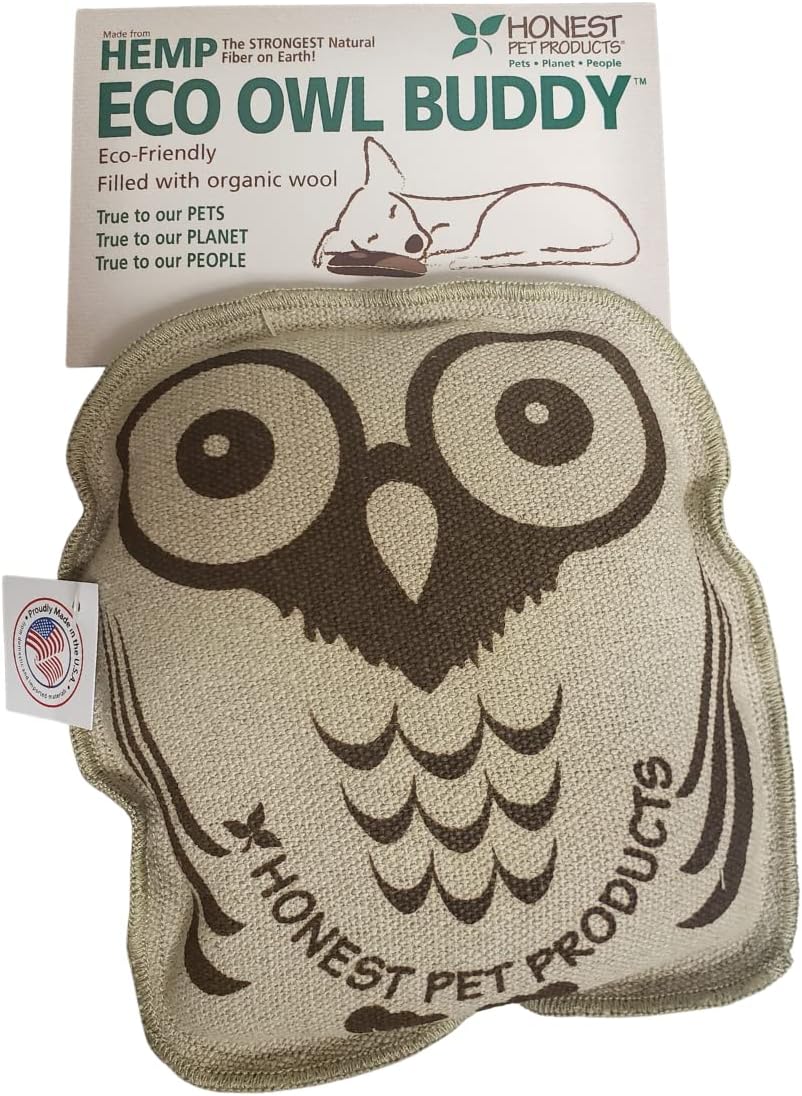 Eco-Owl Dog Toys – Handmade in USA, Eco-Friendly Owl Stuffed Animal for Small Dogs, 100% Natural Hemp Canvas & Wool, Lead-Free Ink, Small 6″ x 5″ x 2″ Eco-Owl Dog Toys – Handmade in USA, Eco-Friendly Owl Stuffed Animal for Small Dogs, 100% Natural Hemp Canvas & Wool, Lead-Free Ink, Small 6″ x 5″ x 2″