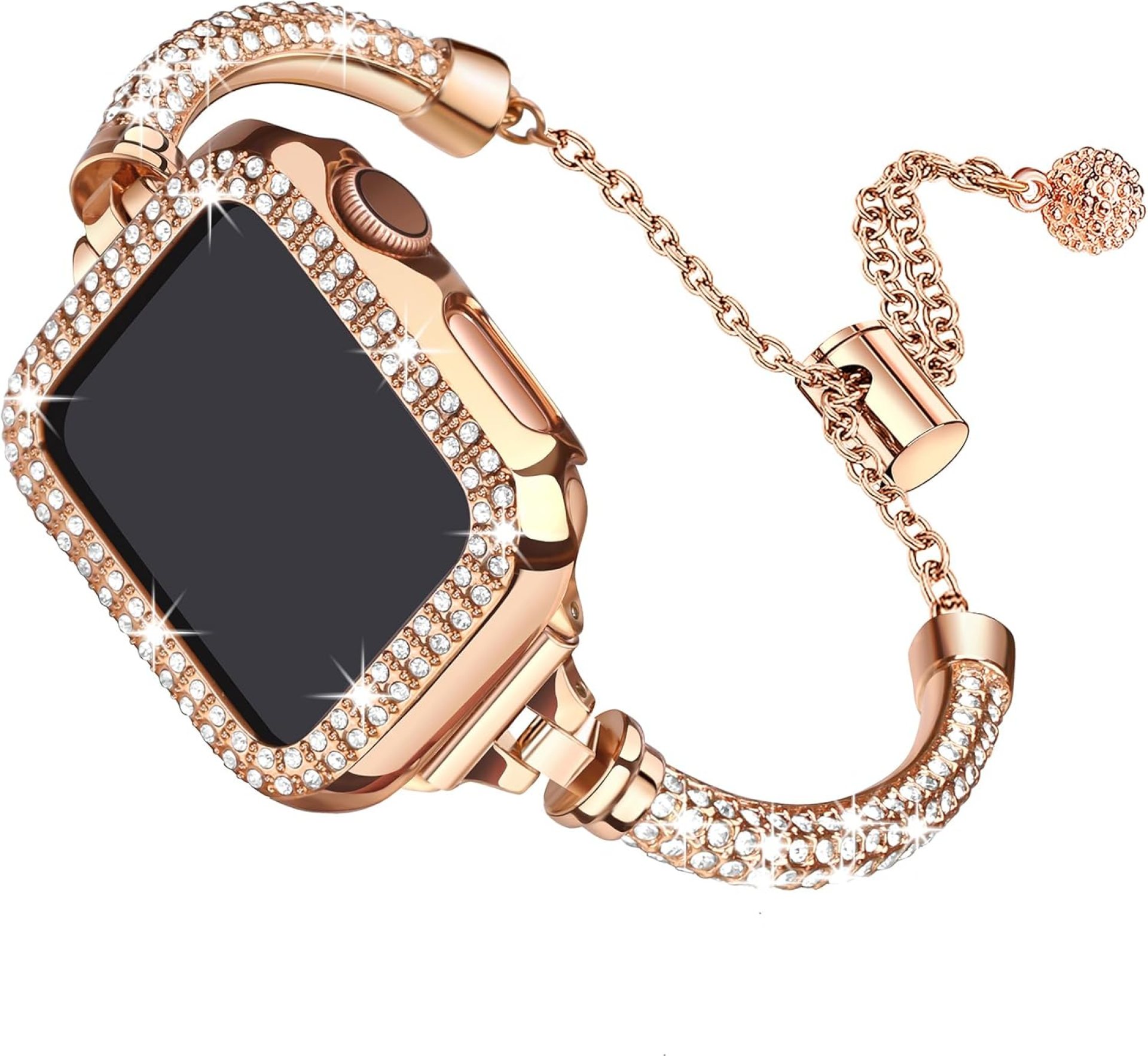 Secbolt Bling Band and Case Compatible with Apple Watch Band 38mm 40mm 41mm 42mm 44mm 45mm, Women Dressy Metal Bracelet with Rhinestone Bumper for iWatch Series 9/8/7/SE/6/5/4/3/2/1 Secbolt Bling Band and Case Compatible with Apple Watch Band 38mm 40mm 41mm 42mm 44mm 45mm, Women Dressy Metal Bracelet with Rhinestone Bumper for iWatch Series 9/8/7/SE/6/5/4/3/2/1