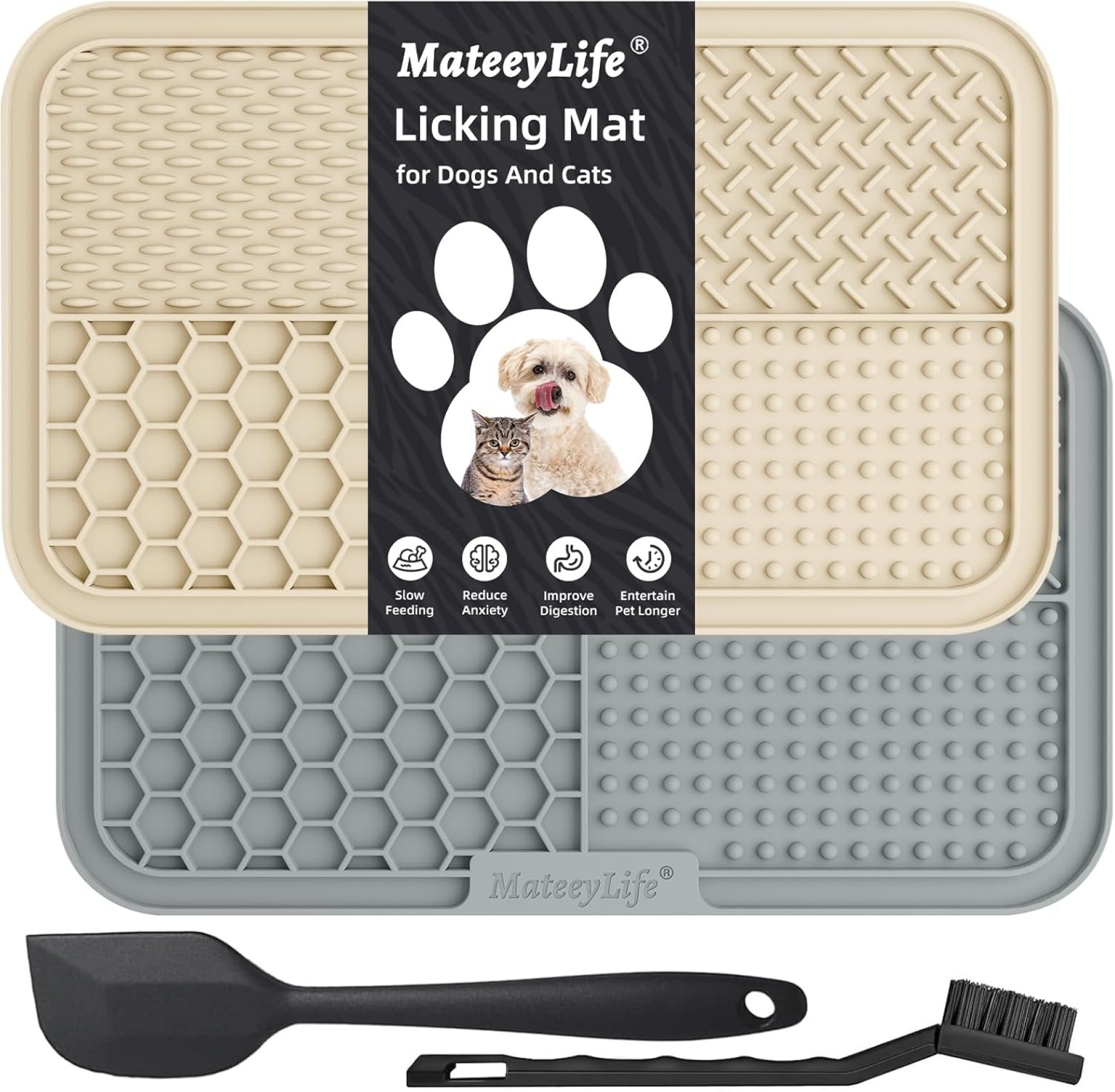 MateeyLife 2PCS Large Lick Mat for Dogs with Suction Cups, Slow Feeder Bowls, Cat Lick Mat for Anxiety Relief, Dog Toys to Keep Them Busy, Enrichment Toys for Bathing, Cat Licking Pad for Boredom MateeyLife 2PCS Large Lick Mat for Dogs with Suction Cups, Slow Feeder Bowls, Cat Lick Mat for Anxiety Relief, Dog Toys to Keep Them Busy, Enrichment Toys for Bathing, Cat Licking Pad for Boredom