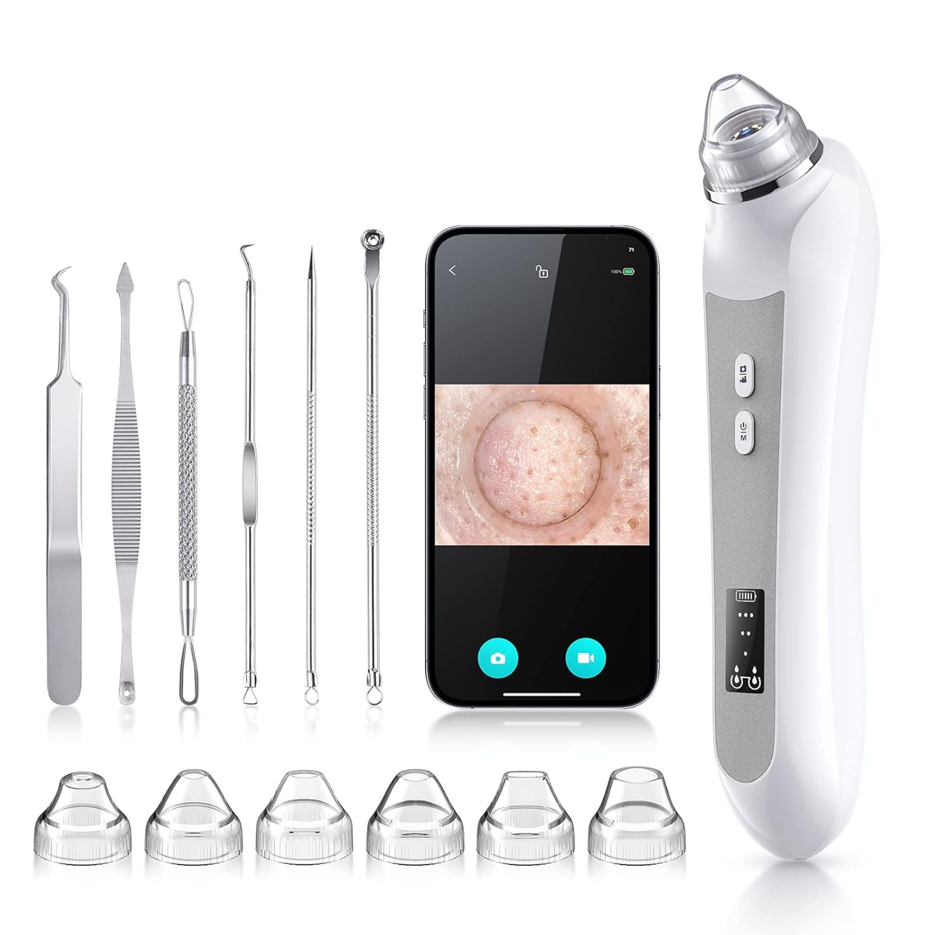 Blackhead Remover Vacuum, Black Head Remover for Face with Camera, Pore Vacuum for Men and Women, USB Interface Type Blackhead Remover Tools, 6 Suction Heads & 3 Adjustment Modes (Grey) Blackhead Remover Vacuum, Black Head Remover for Face with Camera, Pore Vacuum for Men and Women, USB Interface Type Blackhead Remover Tools, 6 Suction Heads & 3 Adjustment Modes (Grey)