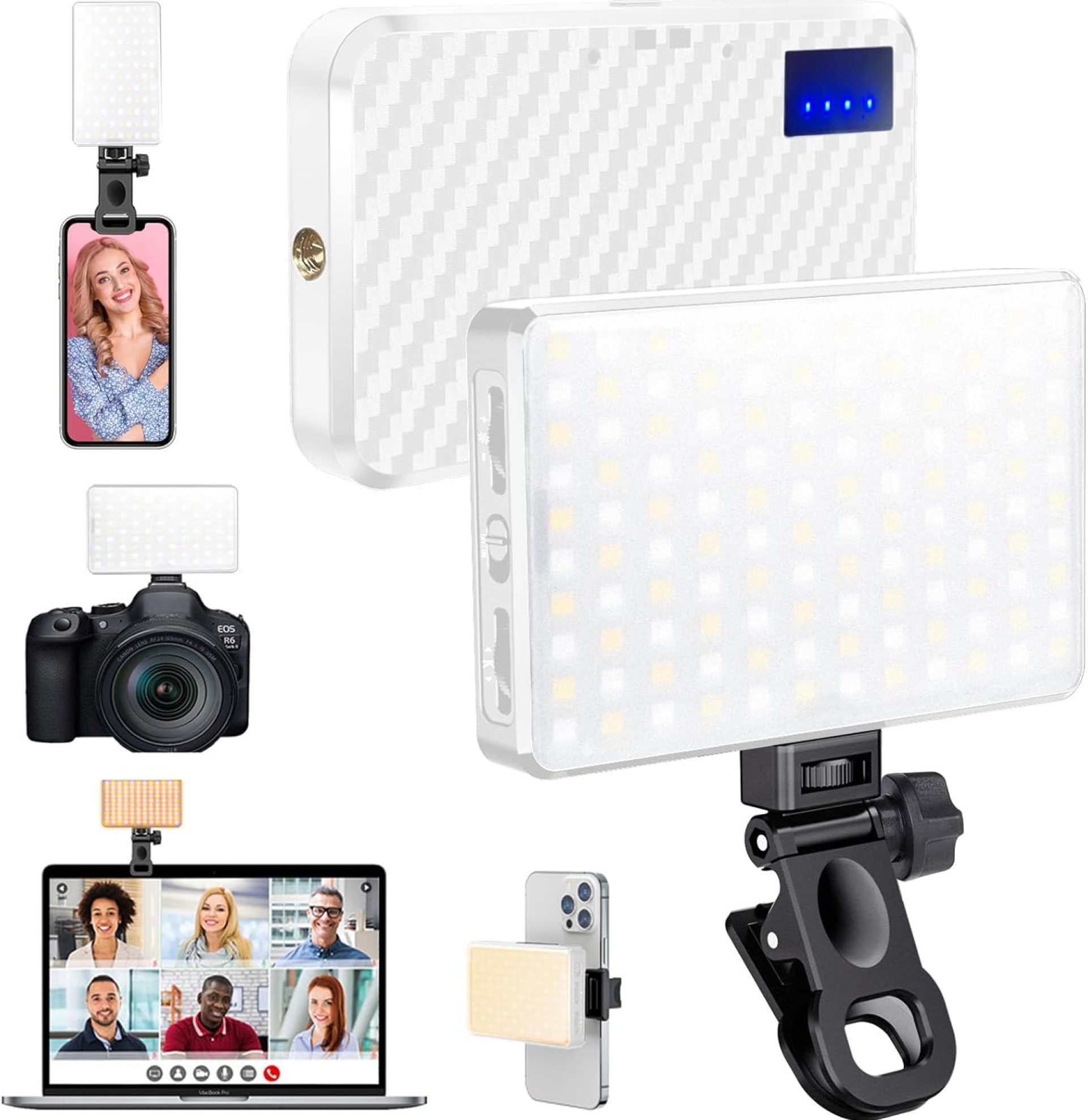 MACTREM 168 LED Selfie Light for iPhone, iPhone Light,Portable Phone Light, 3000Mah Rechargeable Video Light, Adjusted 3 Light Modes, for iPhone, Camera, Laptop, iPad, Video Conference, TikTok(White) MACTREM 168 LED Selfie Light for iPhone, iPhone Light,Portable Phone Light, 3000Mah Rechargeable Video Light, Adjusted 3 Light Modes, for iPhone, Camera, Laptop, iPad, Video Conference, TikTok(White)