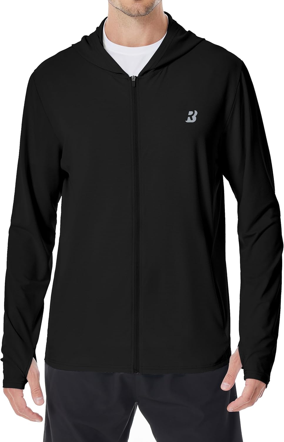 Mens UPF 50+ Sun Shirt, Lightweight Moisture Wicking Full Zip Fishing Hoodie, Hiking Jacket with Pockets and Thumbholes Mens UPF 50+ Sun Shirt, Lightweight Moisture Wicking Full Zip Fishing Hoodie, Hiking Jacket with Pockets and Thumbholes