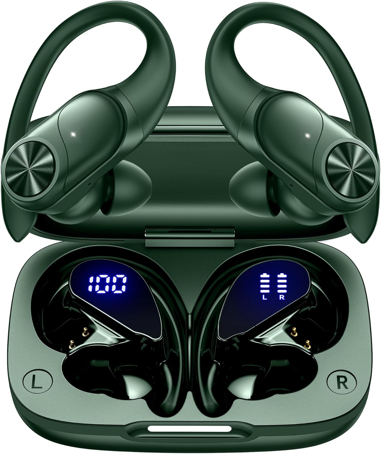 PocBuds Bluetooth Headphones Wireless Earbuds 80hrs Playtime Wireless Charging Case Digital Display Sports Ear Buds with Earhook Deep Bass IPX7 Waterproof Over-Ear Earphones for TV Phone Laptop Olive PocBuds Bluetooth Headphones Wireless Earbuds 80hrs Playtime Wireless Charging Case Digital Display Sports Ear Buds with Earhook Deep Bass IPX7 Waterproof Over-Ear Earphones for TV Phone Laptop Olive