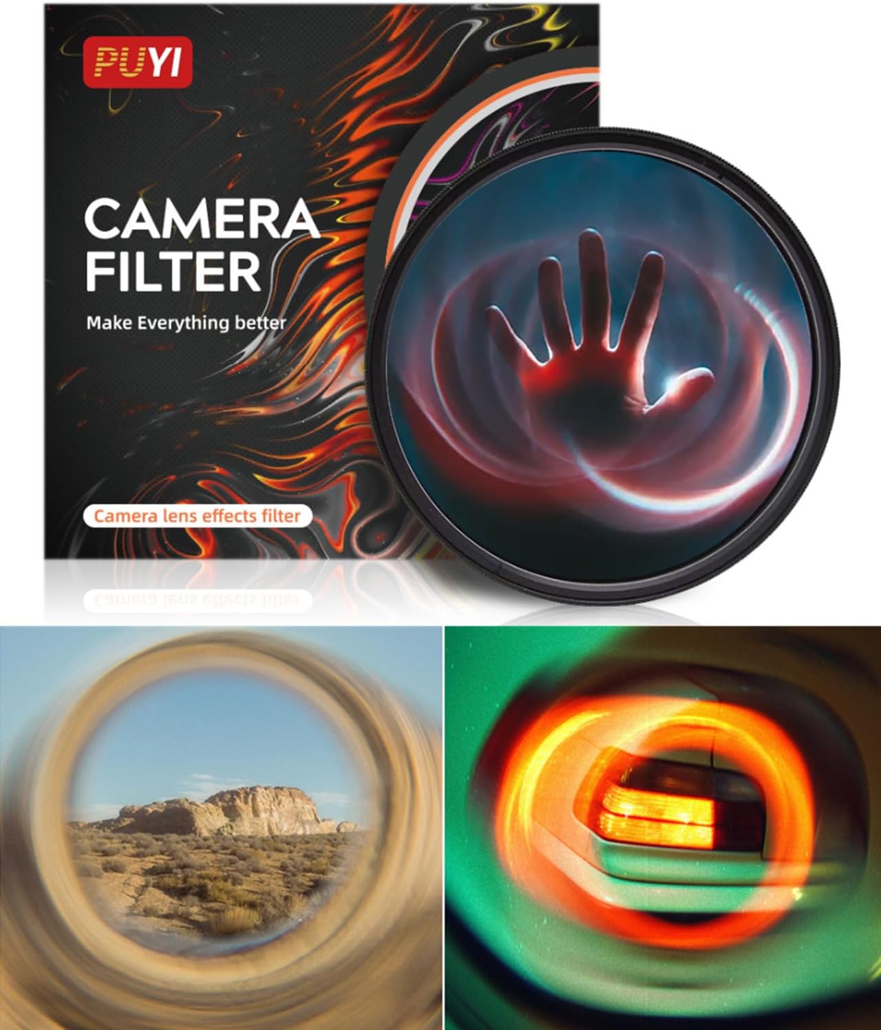 Camera Vortex Effect Filter, 58MM Prism Film Special Effects Glass Lens Photography Accessories for DSLR Cinematice Video and Photo, Filter Pouch Included Camera Vortex Effect Filter, 58MM Prism Film Special Effects Glass Lens Photography Accessories for DSLR Cinematice Video and Photo, Filter Pouch Included