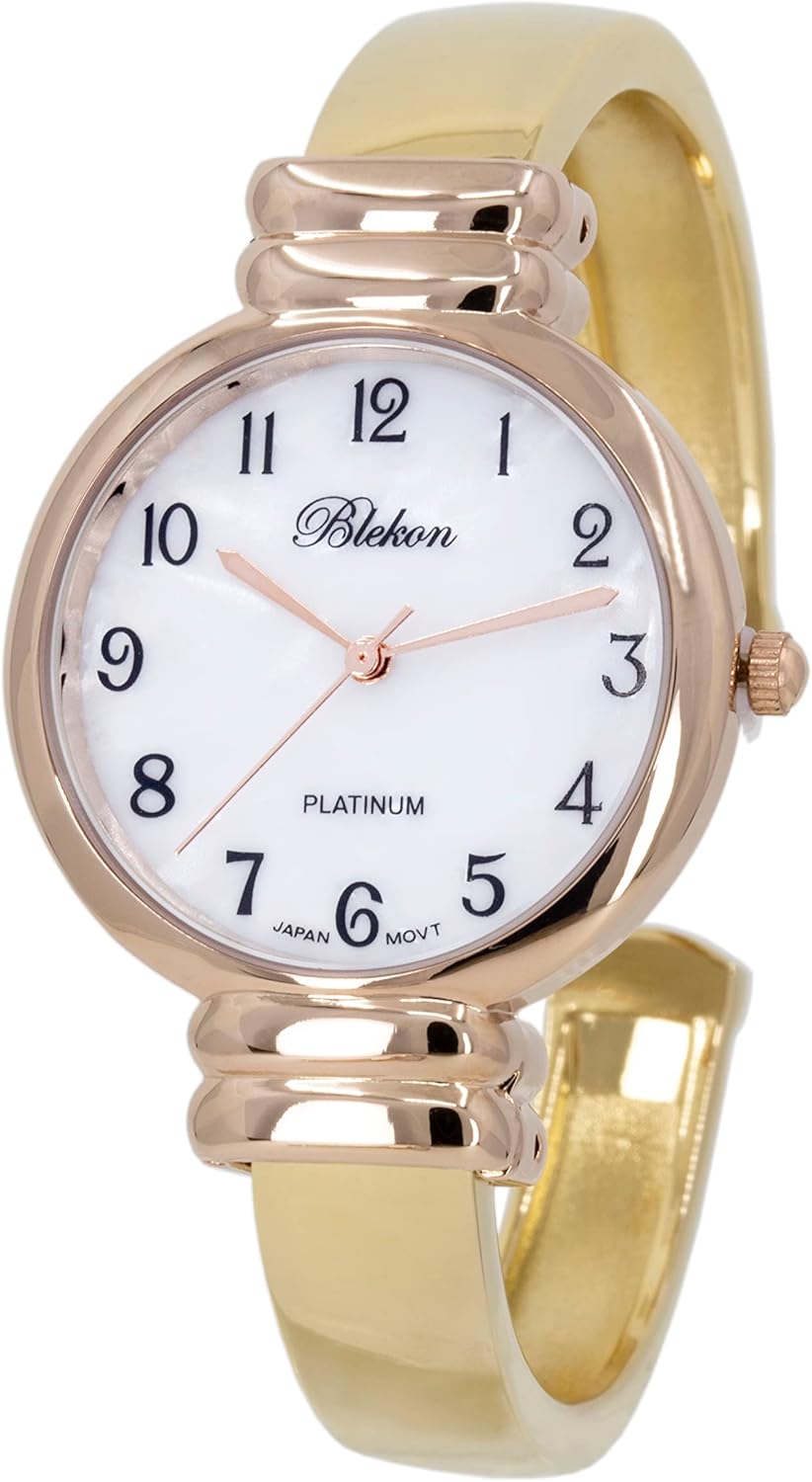 Blekon Original Mother of Pearl Cuff Bracelet Watch for Women with 31mm case Japanese Quartz Movement Metal hinged Bangle Style Cuff Wrist Watch for Ladies… Blekon Original Mother of Pearl Cuff Bracelet Watch for Women with 31mm case Japanese Quartz Movement Metal hinged Bangle Style Cuff Wrist Watch for Ladies…