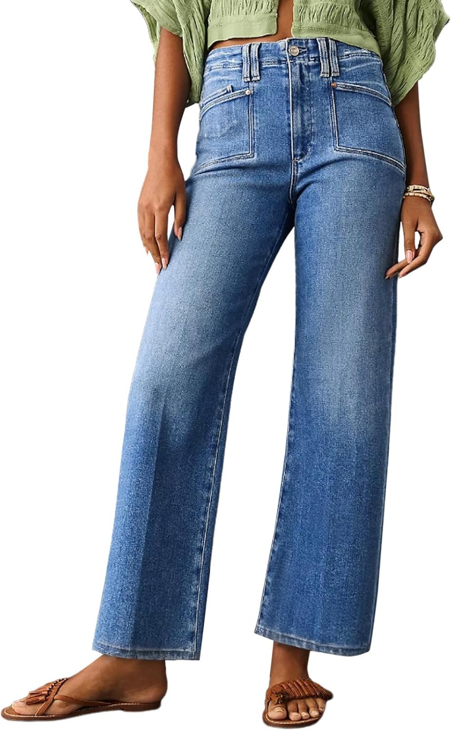 Astylish Womens Wide Leg Jeans High Waisted Stretchy Buttoned Zimbaplatinum Denim Pants Trendy 2025 with Pocket Astylish Womens Wide Leg Jeans High Waisted Stretchy Buttoned Zimbaplatinum Denim Pants Trendy 2025 with Pocket