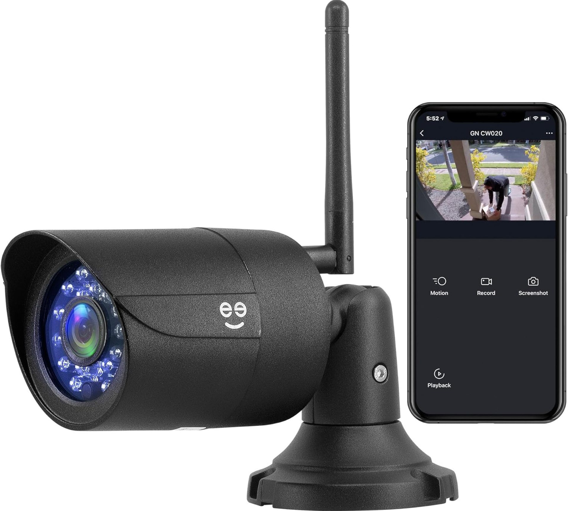 Geeni HD Hawk 2 1080p Outdoor Security Camera, IP66 Weatherproof WiFi Surveillance with Night Vision and Motion Detection, Compatible with Alexa and Google Home, No Hub Required (Black) Geeni HD Hawk 2 1080p Outdoor Security Camera, IP66 Weatherproof WiFi Surveillance with Night Vision and Motion Detection, Compatible with Alexa and Google Home, No Hub Required (Black)