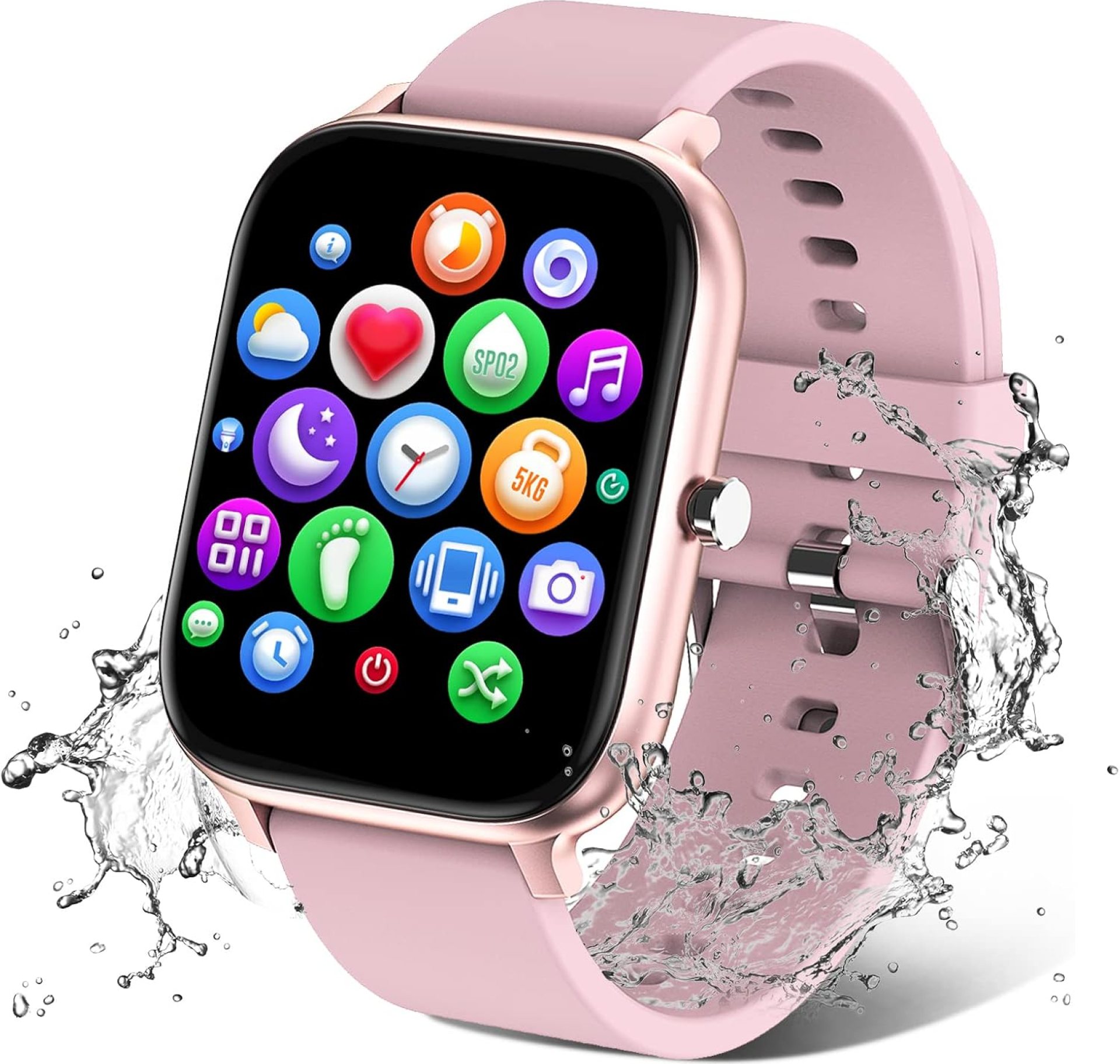 Smart Watch for Men Women Compatible with iPhone Samsung Android Phone 1.69 inch Full Touch Screen IP68 Waterproof Bluetooh Fitness Tracker Heart Rate/Sleep Monitor (Pink) Smart Watch for Men Women Compatible with iPhone Samsung Android Phone 1.69 inch Full Touch Screen IP68 Waterproof Bluetooh Fitness Tracker Heart Rate/Sleep Monitor (Pink)