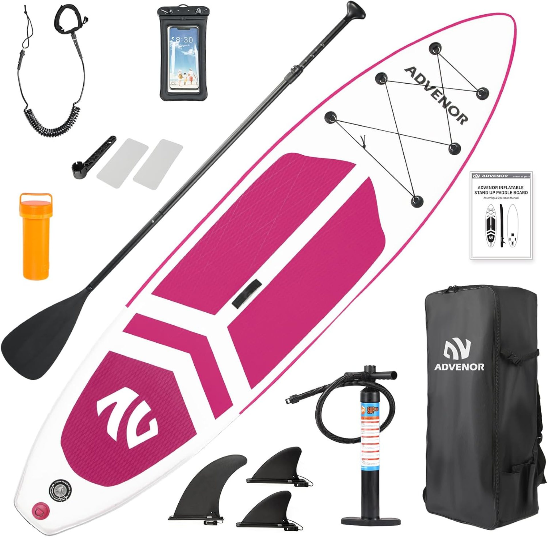 ADVENOR Paddle Board 11’x33 x6 Extra Wide Inflatable Stand Up Paddle Board with Hand Pump,Leash, Adjustable Paddle For Basic Version, Extra Kayak Paddle Kayak Seat 2 Fishing Mounts For Fishing Version ADVENOR Paddle Board 11’x33 x6 Extra Wide Inflatable Stand Up Paddle Board with Hand Pump,Leash, Adjustable Paddle For Basic Version, Extra Kayak Paddle Kayak Seat 2 Fishing Mounts For Fishing Version