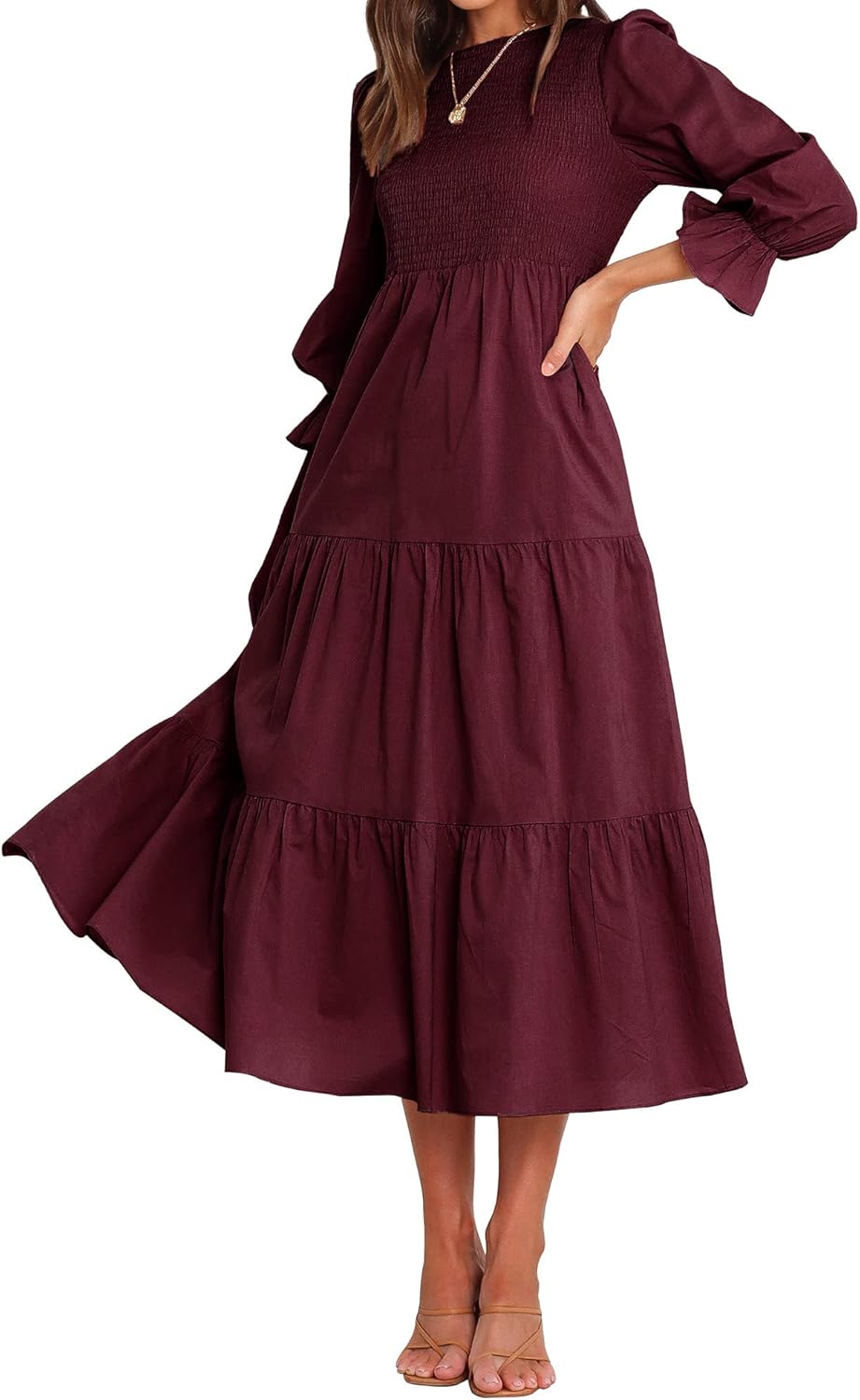 BTFBM Women Casual Long Sleeve Crew Neck Fall Dress Bohemian Relaxed Fit Floral Flowy Maxi Dresses Tiered Cocktail Dress BTFBM Women Casual Long Sleeve Crew Neck Fall Dress Bohemian Relaxed Fit Floral Flowy Maxi Dresses Tiered Cocktail Dress