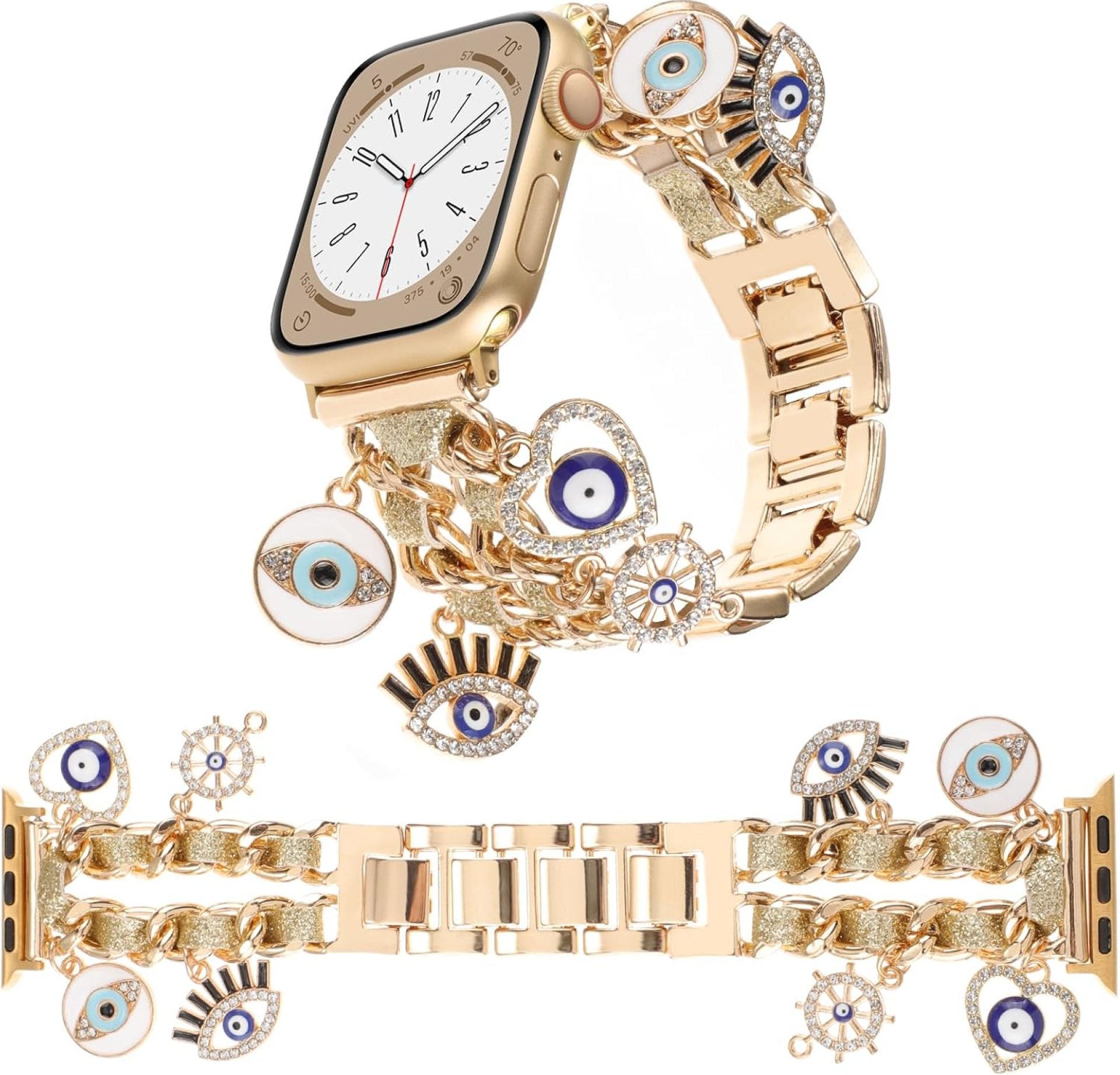 Stylish Wristband Compatible with Apple Watch Bands 38mm 40mm 41mm 42mm 44mm 45mm 49mm 46mm,Replacement Strap with Unique Pendants for iWatch Series 10 9 8 7 6 5 4 3 2 SE Ultra Metal Chain Charms Women Stylish Wristband Compatible with Apple Watch Bands 38mm 40mm 41mm 42mm 44mm 45mm 49mm 46mm,Replacement Strap with Unique Pendants for iWatch Series 10 9 8 7 6 5 4 3 2 SE Ultra Metal Chain Charms Women