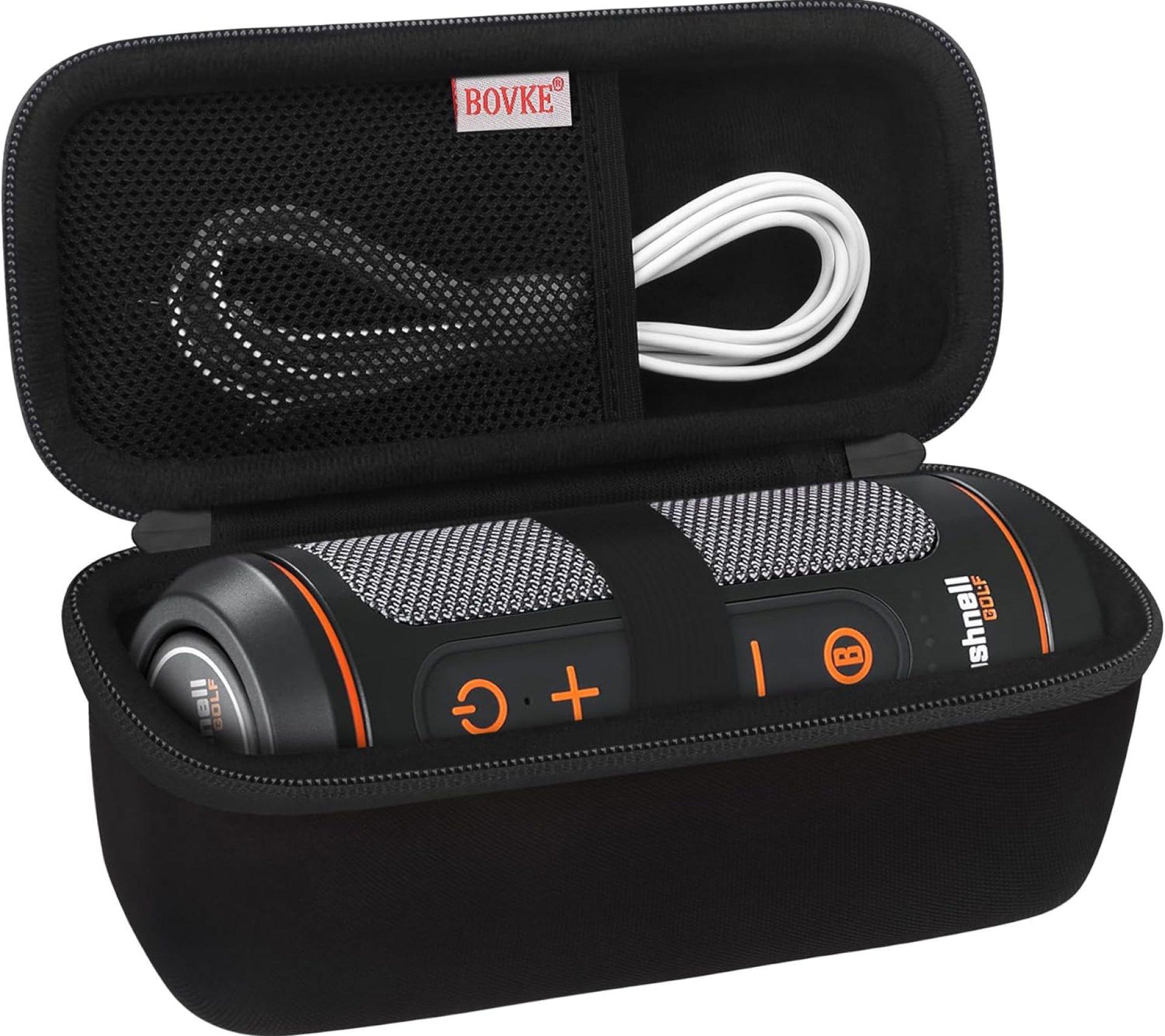 BOVKE Carrying Case for Bushnell Wingman 2 /Bushnell Wingman Golf GPS Bluetooth Speaker, Extra Mesh Pocket for Charging Cords and Accessories, Black + Inside Black BOVKE Carrying Case for Bushnell Wingman 2 /Bushnell Wingman Golf GPS Bluetooth Speaker, Extra Mesh Pocket for Charging Cords and Accessories, Black + Inside Black