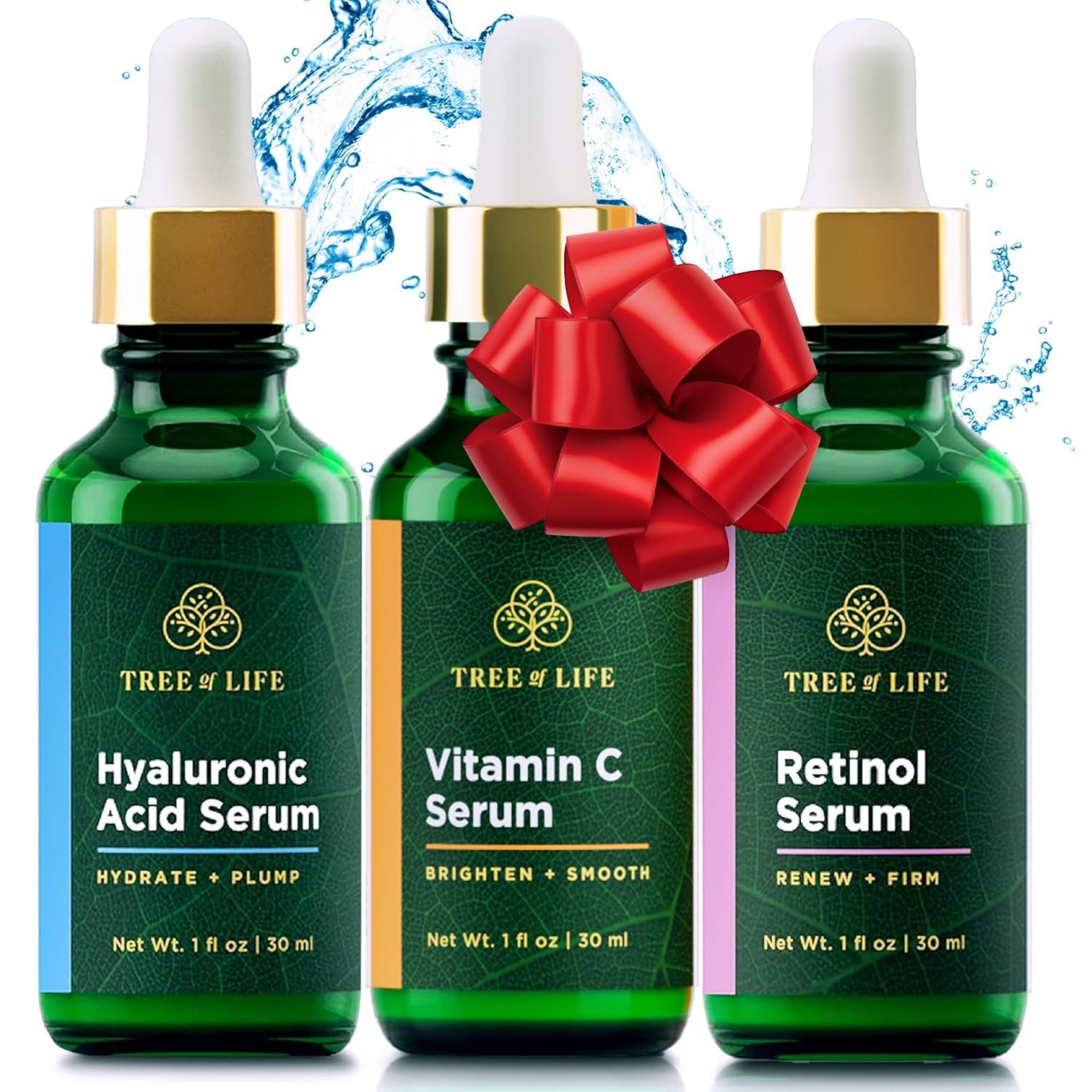 Tree of Life Beauty Facial Skin Care Set, Brightening, Firming, Hydrating, Dry Face, Dermatologist Tested – Trio Power Kit, Vitamin C, Retinol and Hyaluronic Acid, 3 count of 1 Fl Oz Tree of Life Beauty Facial Skin Care Set, Brightening, Firming, Hydrating, Dry Face, Dermatologist Tested – Trio Power Kit, Vitamin C, Retinol and Hyaluronic Acid, 3 count of 1 Fl Oz