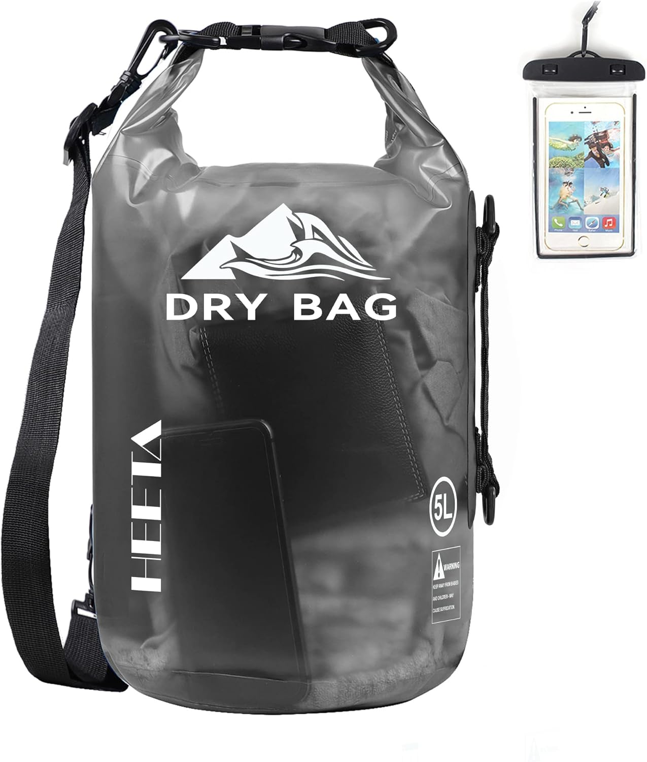 HEETA Dry Bag Waterproof for Women Men, 5L/10L/20L/30L/40L Roll Top Lightweight Dry Storage Bag Backpack with Phone Case for Travel, Swimming, Boating, Kayaking, Camping & Beach, 11 Transparent Colors HEETA Dry Bag Waterproof for Women Men, 5L/10L/20L/30L/40L Roll Top Lightweight Dry Storage Bag Backpack with Phone Case for Travel, Swimming, Boating, Kayaking, Camping & Beach, 11 Transparent Colors