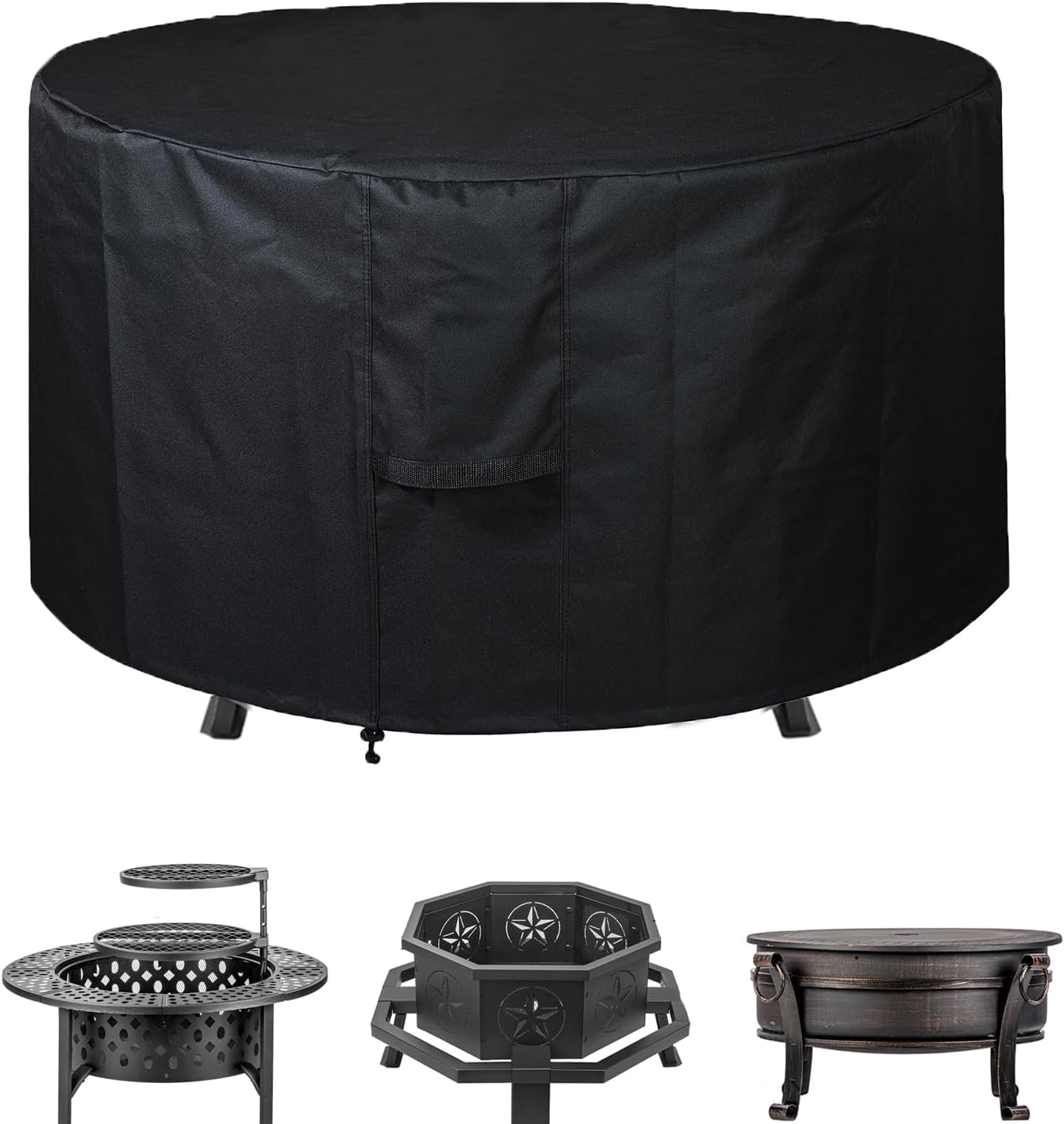 SheeChung Fire Pit Cover Round 36”D X 20”H,Heavy Duty 600D Polyester Outdoor Fire Pit Cover,Waterproof Patio Fire Table Cover,Fits 33-36 inch Gas Firepit/Bowl SheeChung Fire Pit Cover Round 36”D X 20”H,Heavy Duty 600D Polyester Outdoor Fire Pit Cover,Waterproof Patio Fire Table Cover,Fits 33-36 inch Gas Firepit/Bowl