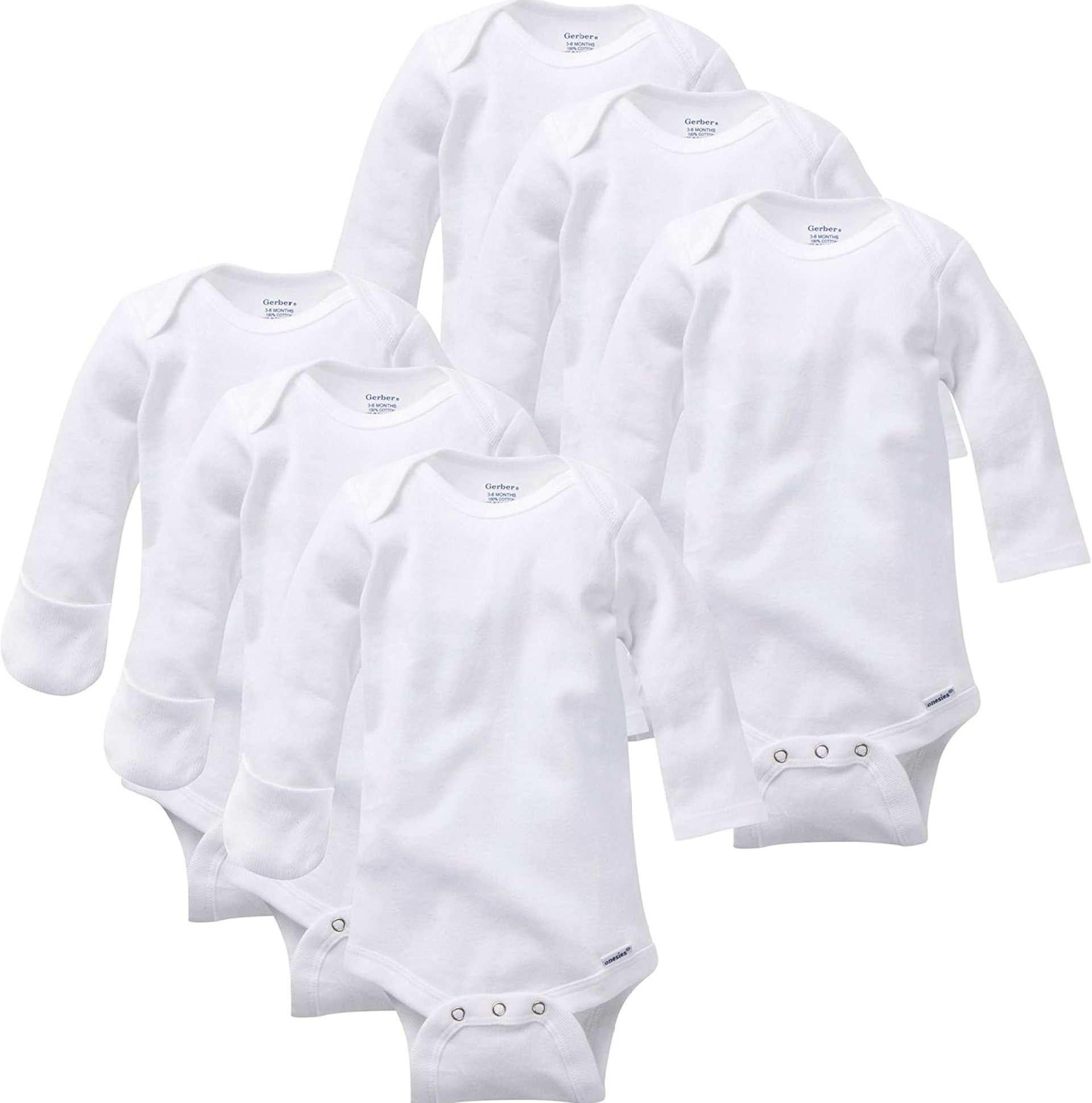 Gerber unisex-baby Multi-pack Long-sleeve Onesies Bodysuit Mitten Cuff Sizes Gerber unisex-baby Multi-pack Long-sleeve Onesies Bodysuit Mitten Cuff Sizes