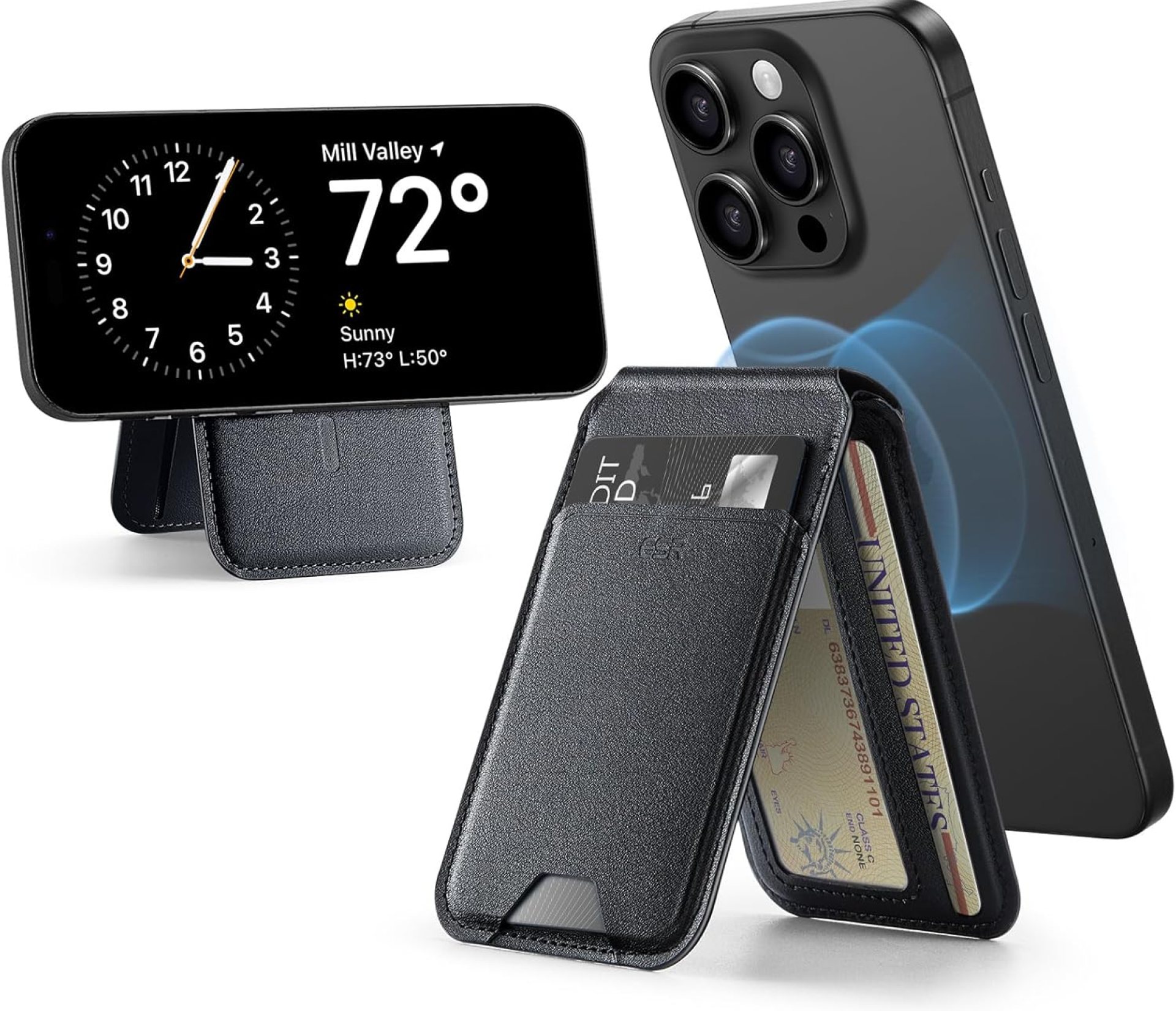ESR for MagSafe Wallet, Strong Magnetic Wallet for iPhone, Phone Wallet with Adjustable Stand, for iPhone 16/15/14/13/12 Series, Not for iPhone 12/13 Mini, 3 Card Holder, Vegan Leather, Black ESR for MagSafe Wallet, Strong Magnetic Wallet for iPhone, Phone Wallet with Adjustable Stand, for iPhone 16/15/14/13/12 Series, Not for iPhone 12/13 Mini, 3 Card Holder, Vegan Leather, Black
