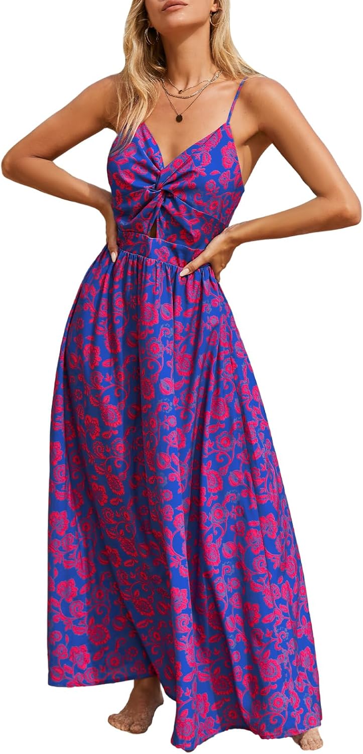 CUPSHE Women’s Maxi Dress Floral Print Twisted V Neck Sleeveless Long Dress Summer Casual Dress CUPSHE Women’s Maxi Dress Floral Print Twisted V Neck Sleeveless Long Dress Summer Casual Dress