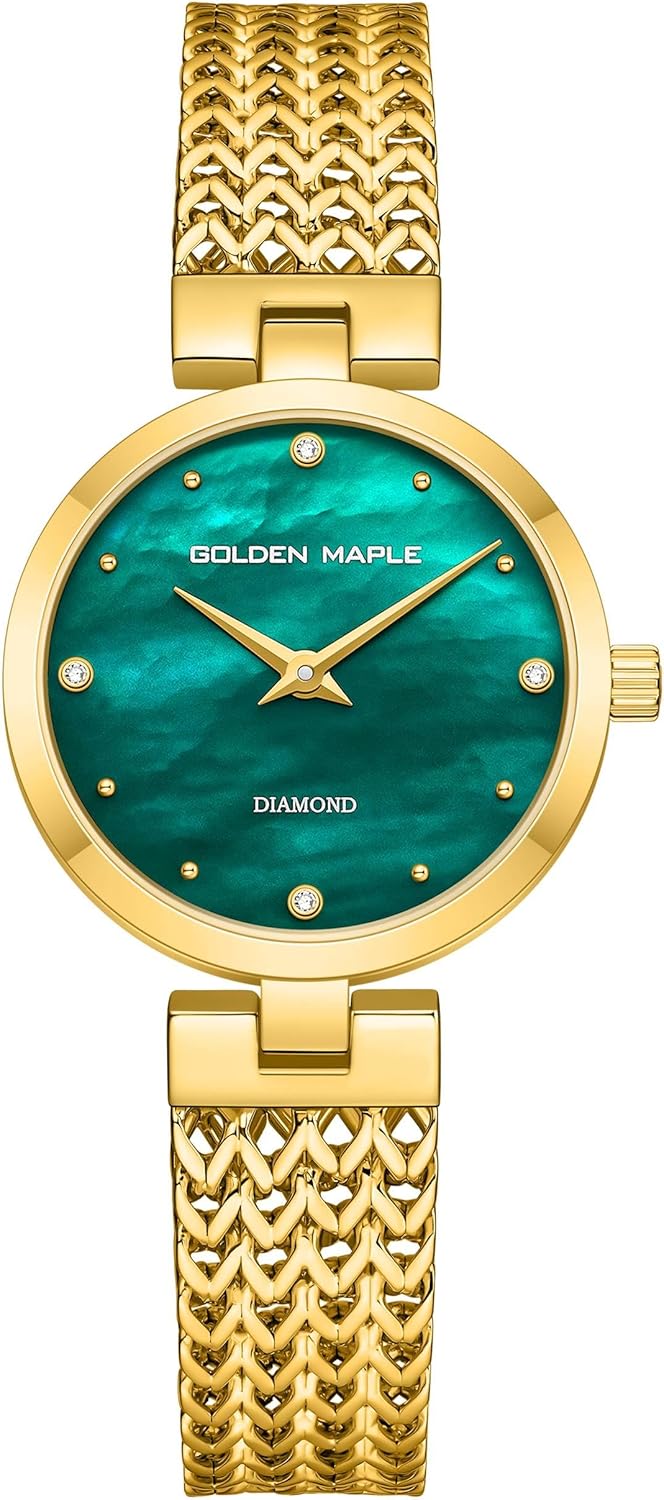 Dainty Gold Watch for Women: Mother of Pearl Dial with Diamond Time Markers, Adjustable Bracelet and Stylish Watch Box – Asteroid Series Dainty Gold Watch for Women: Mother of Pearl Dial with Diamond Time Markers, Adjustable Bracelet and Stylish Watch Box – Asteroid Series