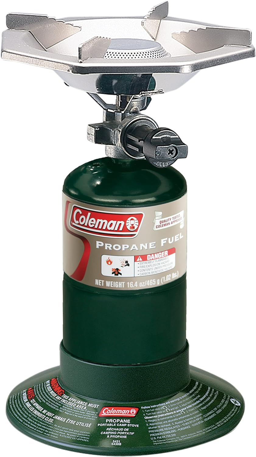 Coleman Bottletop Propane Camping Stove, Portable 1-Burner Adjustable Stove with Wind Baffles, Pressure Regulator, and 10,000 BTUs of Power; Great for Camping, Hiking, Backpacking, & More Coleman Bottletop Propane Camping Stove, Portable 1-Burner Adjustable Stove with Wind Baffles, Pressure Regulator, and 10,000 BTUs of Power; Great for Camping, Hiking, Backpacking, & More