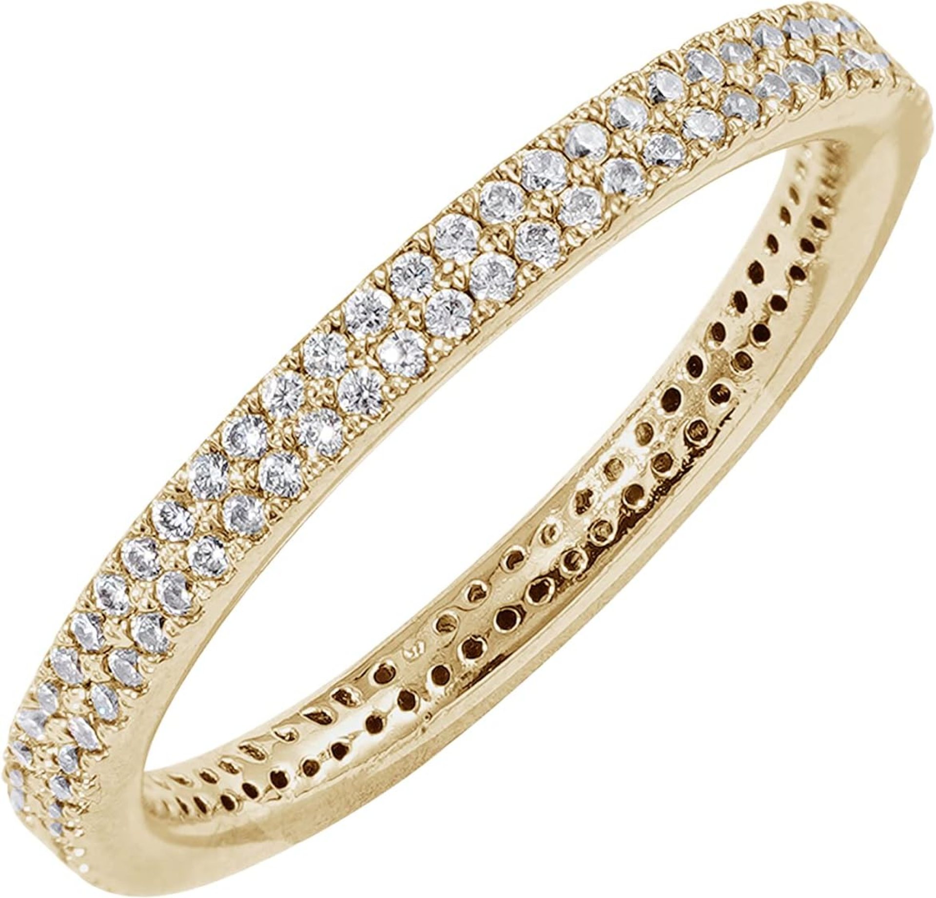 Amazon Essentials 14K Gold or Rhodium Plated Double Row Pave Eternity Ring Amazon Essentials 14K Gold or Rhodium Plated Double Row Pave Eternity Ring