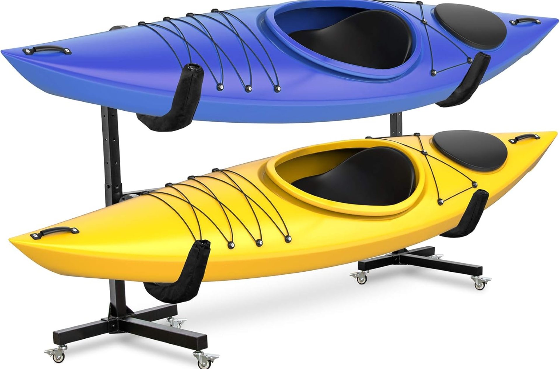 RaxGo Freestanding Kayak Storage Rack, Heavy Duty Storage for Two-Kayak, SUP, Canoe & Paddleboard for Indoor, Outdoor, Garage, Shed, or Dock, Adjustable Height RaxGo Freestanding Kayak Storage Rack, Heavy Duty Storage for Two-Kayak, SUP, Canoe & Paddleboard for Indoor, Outdoor, Garage, Shed, or Dock, Adjustable Height