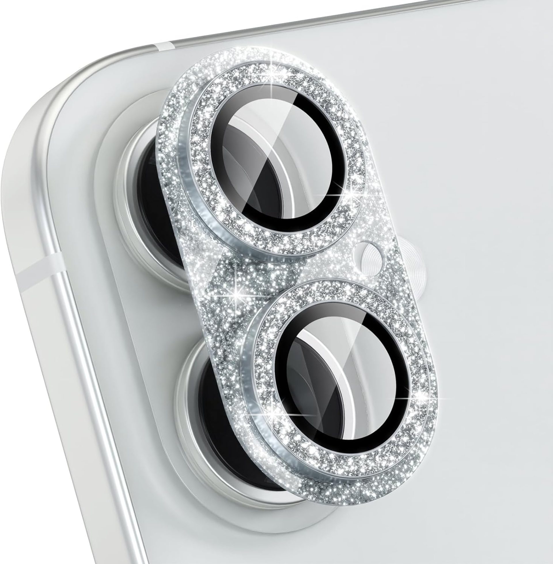 Choiche Compatible for iPhone 16 /iPhone 16 Plus Camera Lens Protector, Bling Camera Cover with 9H Tempered Glass Lens Screen Protector Metal Ring Decoration Accessories (Glitter-Silver) Choiche Compatible for iPhone 16 /iPhone 16 Plus Camera Lens Protector, Bling Camera Cover with 9H Tempered Glass Lens Screen Protector Metal Ring Decoration Accessories (Glitter-Silver)
