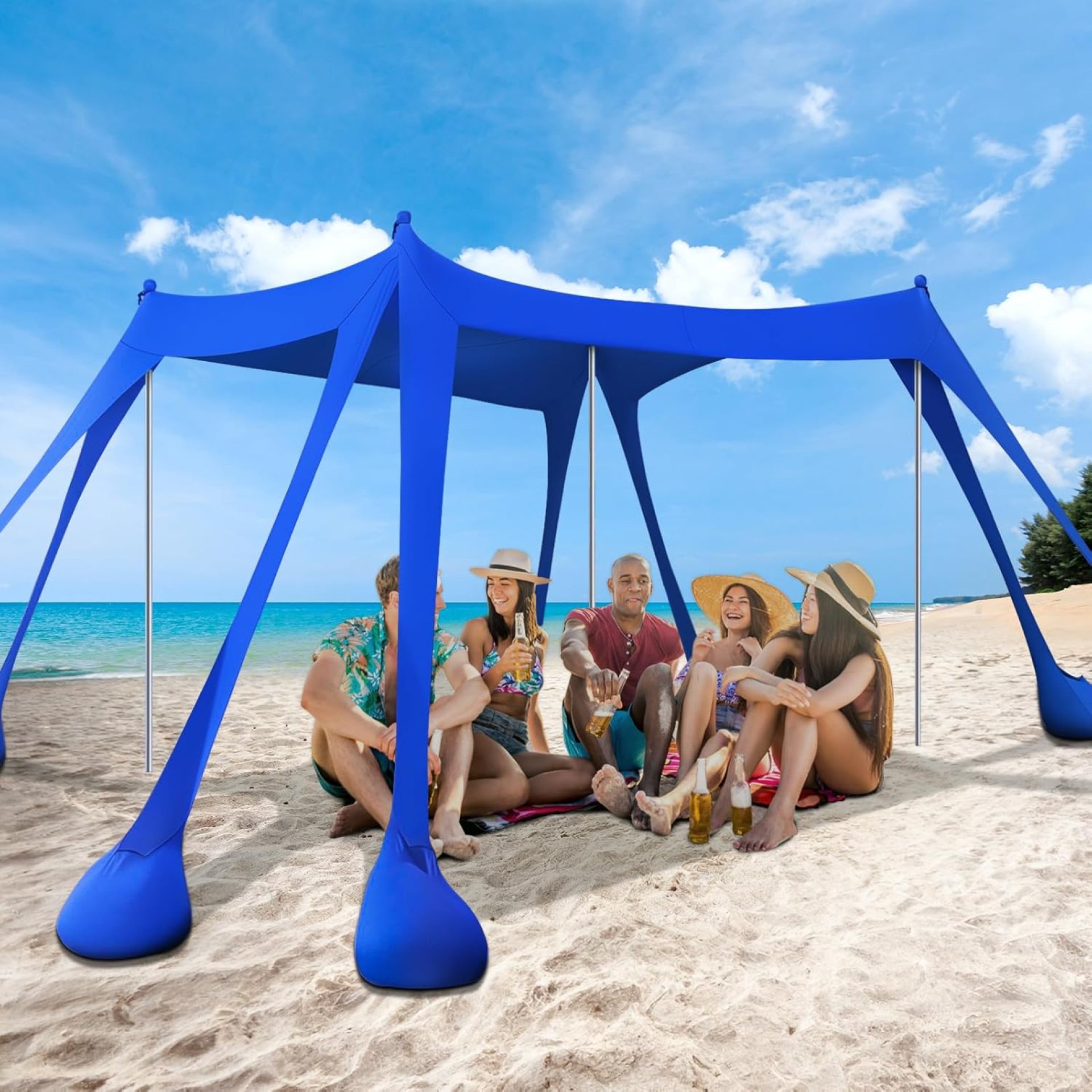 Beach Tent Sun Shelter 10x10ft, Shade Canopy, Sunshade UPF50+ with 8 Sandbags, Sand Shovels, Ground Pegs & Stability Poles, Portable Carry Bag for Family Party,Camping,Fishing,Backyard,Picnics Beach Tent Sun Shelter 10x10ft, Shade Canopy, Sunshade UPF50+ with 8 Sandbags, Sand Shovels, Ground Pegs & Stability Poles, Portable Carry Bag for Family Party,Camping,Fishing,Backyard,Picnics