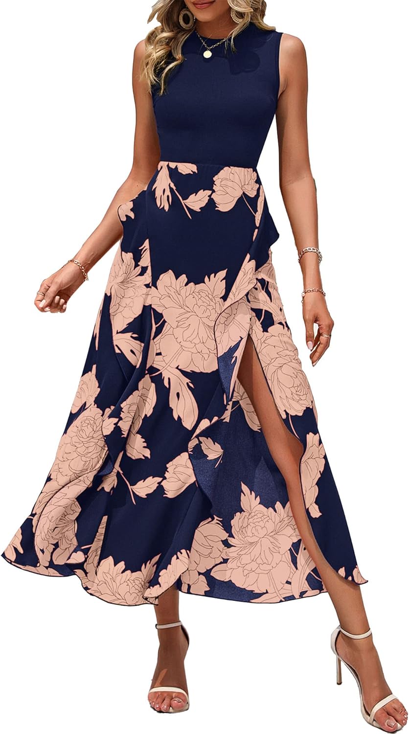 BTFBM Women Casual Sleeveless Summer Dresses 2025 Spring Crewneck Patchwork Boho Floral Ruffle Cocktail Party Midi Dress BTFBM Women Casual Sleeveless Summer Dresses 2025 Spring Crewneck Patchwork Boho Floral Ruffle Cocktail Party Midi Dress