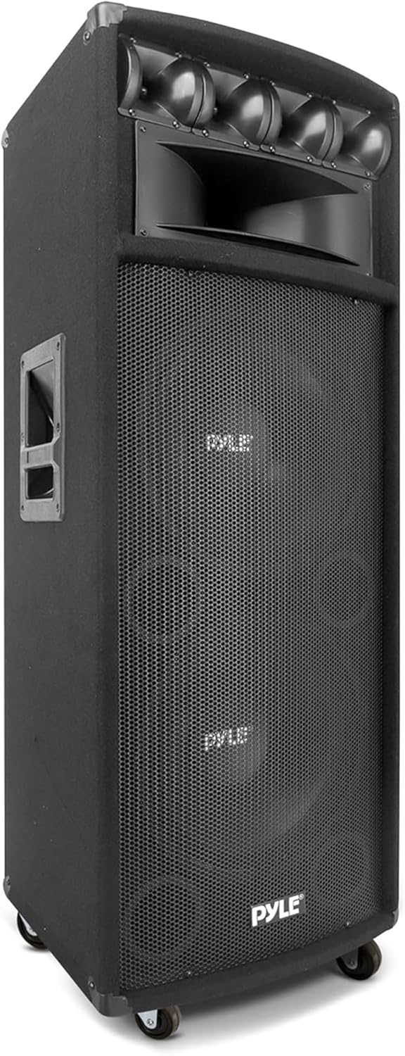 Pyle Portable Cabinet PA Speaker System – 1600 Watt Outdoor Stereo Sound Speakers w/ Dual 12″ Woofers, 3.4″ Piezo Tweeters, 5″x12″ Super Horn Midrange, Crossover Network Pyle Portable Cabinet PA Speaker System – 1600 Watt Outdoor Stereo Sound Speakers w/ Dual 12″ Woofers, 3.4″ Piezo Tweeters, 5″x12″ Super Horn Midrange, Crossover Network