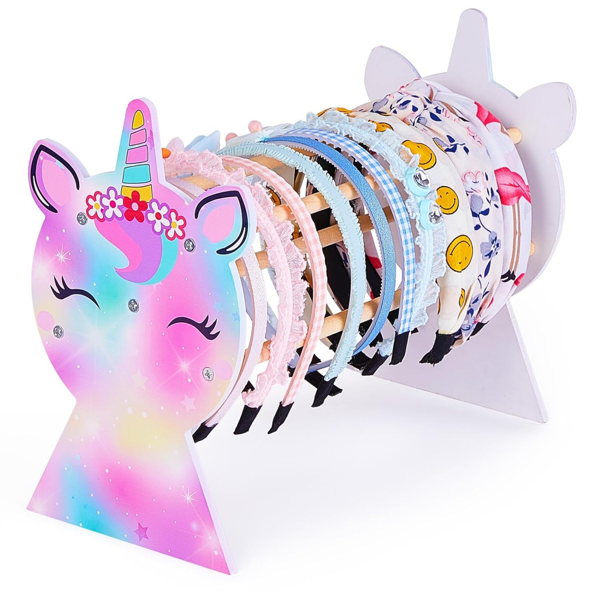 Basumee Girls Headband Holder Organizer Hair Hoop Headband Display Stand Unicorn Hairband Stand Organizer Headband Storage Home Room Decors for Girls, Purple Green Yellow Basumee Girls Headband Holder Organizer Hair Hoop Headband Display Stand Unicorn Hairband Stand Organizer Headband Storage Home Room Decors for Girls, Purple Green Yellow
