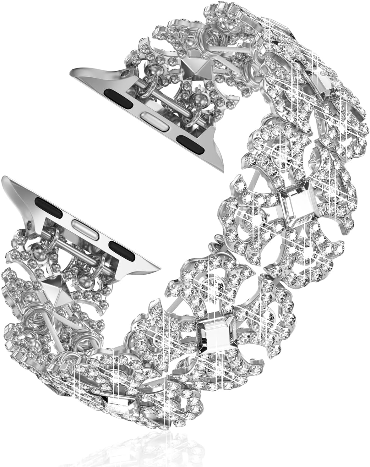 Bling Apple Watch Band Compatible with Apple Watch 38mm 40mm 41mm 42mm 44mm 45mm 46mm 49mm for iWatch SE Series 9 8 7 6 5 4 3 2 1, Rhinestone Apple Watch Band Diamond Dressy Bracelet Women Bling Apple Watch Band Compatible with Apple Watch 38mm 40mm 41mm 42mm 44mm 45mm 46mm 49mm for iWatch SE Series 9 8 7 6 5 4 3 2 1, Rhinestone Apple Watch Band Diamond Dressy Bracelet Women