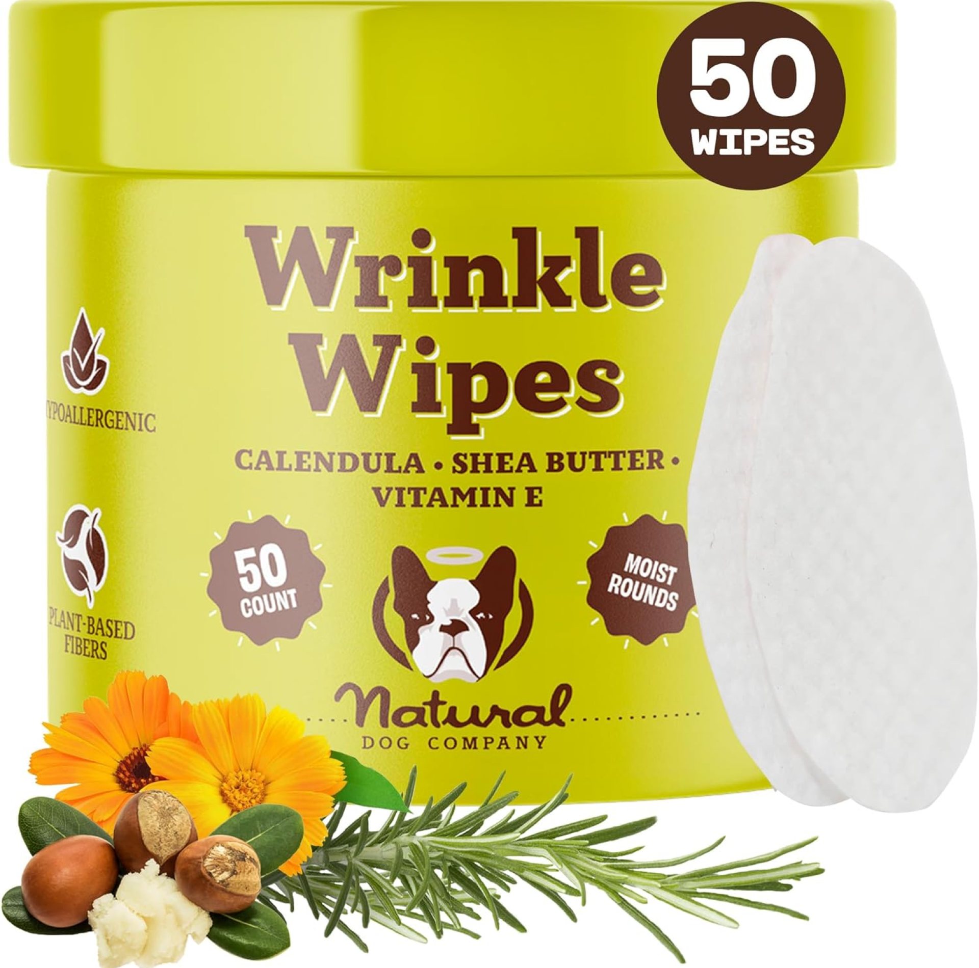 Natural Dog Company Wrinkle Wipes for Dogs, 50 Count, Hypoallergenic Dog Wipes, Wrinkle Wipes French Bulldog, Cleaning & Deodorizing, Dog Wipes for Grooming Faces, Paws & Butts Natural Dog Company Wrinkle Wipes for Dogs, 50 Count, Hypoallergenic Dog Wipes, Wrinkle Wipes French Bulldog, Cleaning & Deodorizing, Dog Wipes for Grooming Faces, Paws & Butts