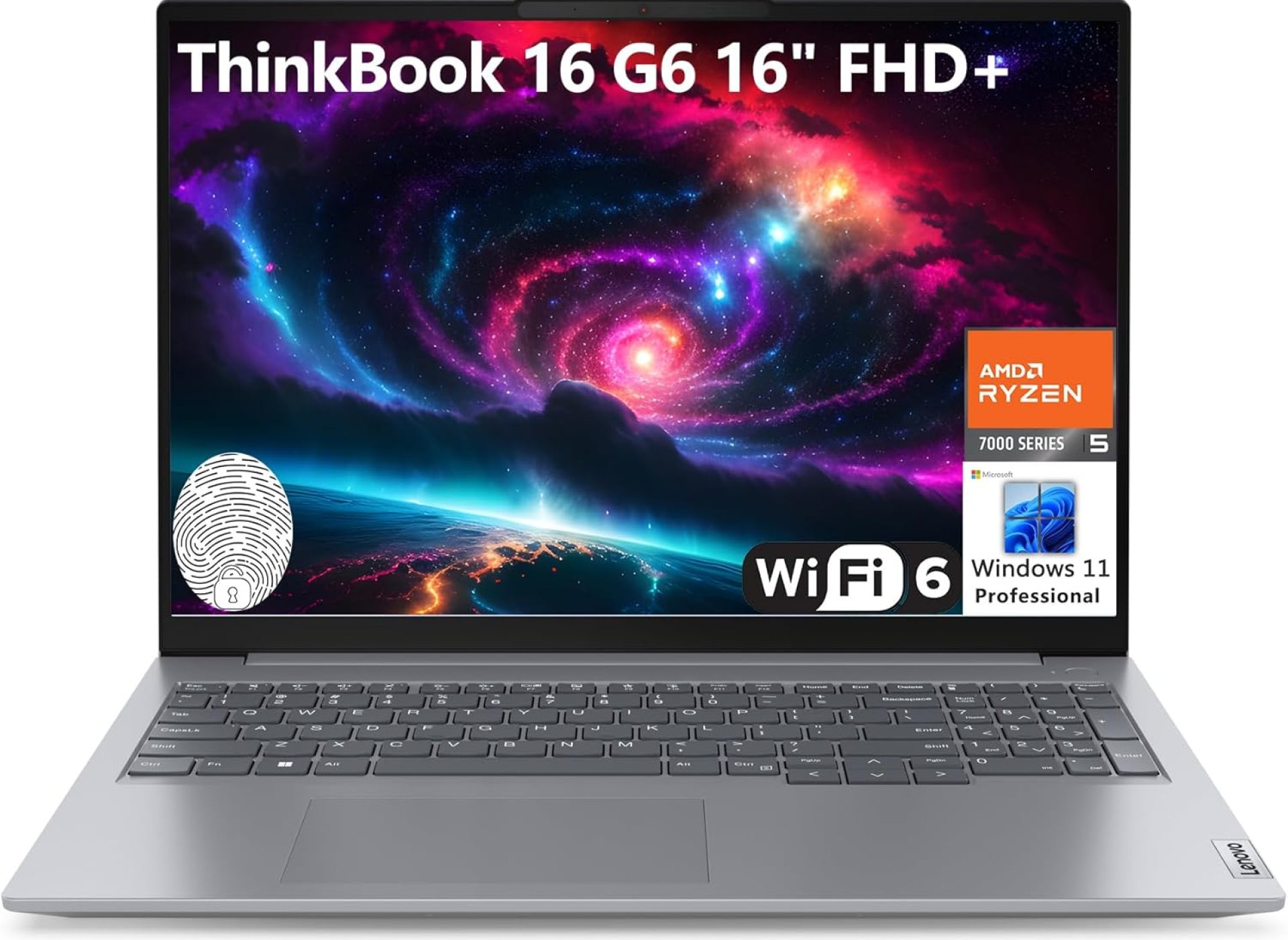 Lenovo ThinkBook 16 G6 16″ FHD+ Laptop Computer, Hexa-Core AMD Ryzen 5 7430U (Beat i7-1355U), 32GB RAM, 2TB SSD, WiFi 6, Bluetooth 5.3, Fingerprint Reader, Windows 11 Pro, AZ-XUT Lenovo ThinkBook 16 G6 16″ FHD+ Laptop Computer, Hexa-Core AMD Ryzen 5 7430U (Beat i7-1355U), 32GB RAM, 2TB SSD, WiFi 6, Bluetooth 5.3, Fingerprint Reader, Windows 11 Pro, AZ-XUT
