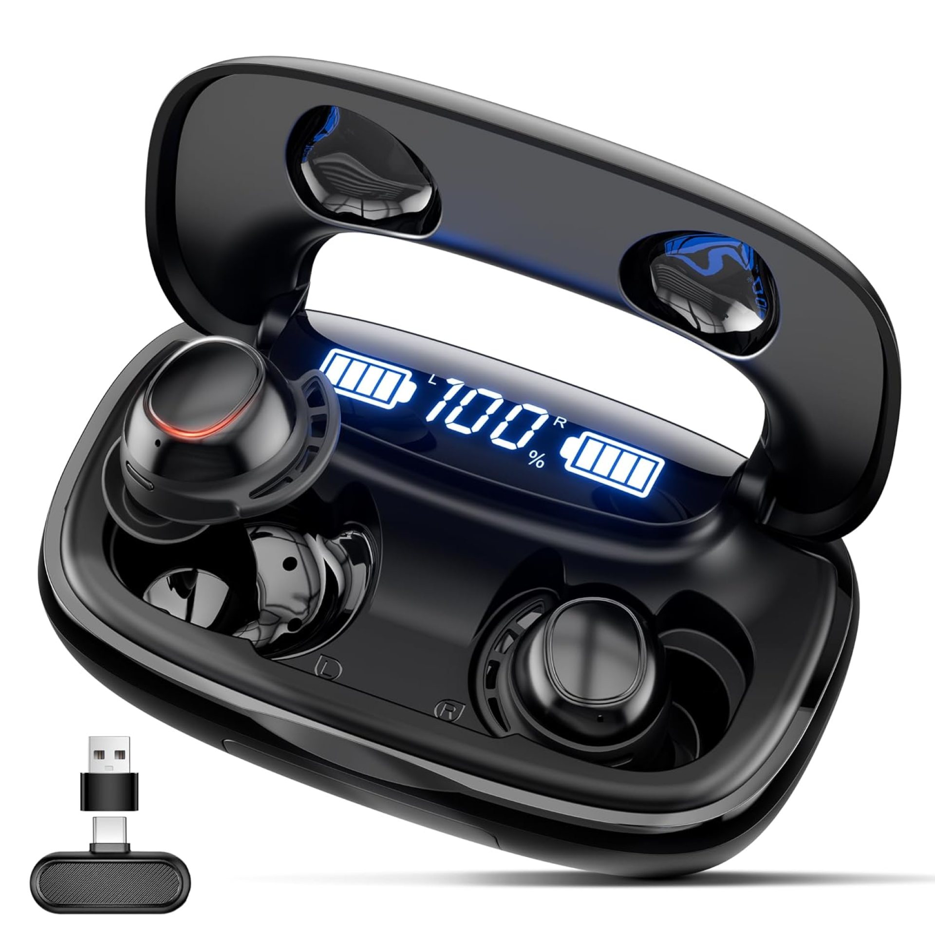 IAMJOY Wireless Gaming Earbuds, 20ms Low Latency, Gaming Earbuds with LED Display, 90H Play Time, 2.4GHz & Bluetooth, Game Earbuds with Mic Compatible with Meta Quest, PS5/4, VR, Switch, PC IAMJOY Wireless Gaming Earbuds, 20ms Low Latency, Gaming Earbuds with LED Display, 90H Play Time, 2.4GHz & Bluetooth, Game Earbuds with Mic Compatible with Meta Quest, PS5/4, VR, Switch, PC