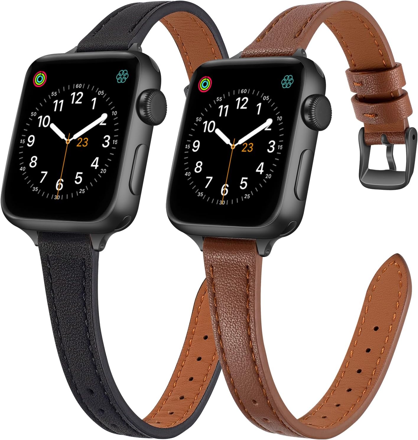 SEURE 2-pack Leather Bands Compatible with Apple Watch Band for women 38mm 40mm 41mm 42mm 44mm 45mm 46mm 49mm,Genuine Leather Band Slim Thin Strap for iWatch Ultra SE Series 10/9/8/7/6/5/4/3/2/1 SEURE 2-pack Leather Bands Compatible with Apple Watch Band for women 38mm 40mm 41mm 42mm 44mm 45mm 46mm 49mm,Genuine Leather Band Slim Thin Strap for iWatch Ultra SE Series 10/9/8/7/6/5/4/3/2/1