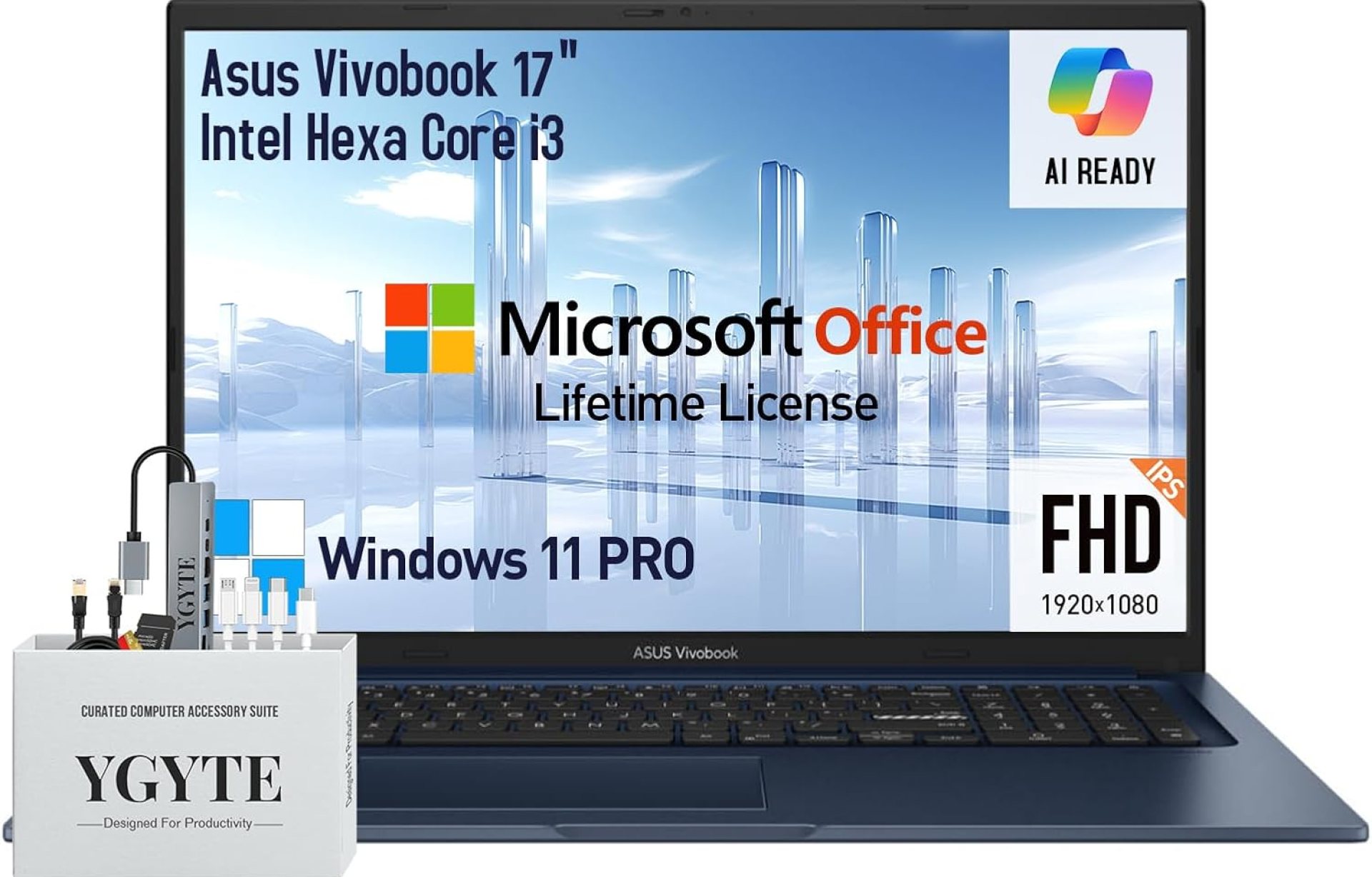 ASUS 2025 Vivobook 17 Laptop Computer, 17.3 Inch Laptop FHD, Intel Core i3, 40GB RAM,2TB SSD+512GB Docking Set, Windows 11 Pro Lifetime Office, 10-Key, Quite Blue ASUS 2025 Vivobook 17 Laptop Computer, 17.3 Inch Laptop FHD, Intel Core i3, 40GB RAM,2TB SSD+512GB Docking Set, Windows 11 Pro Lifetime Office, 10-Key, Quite Blue