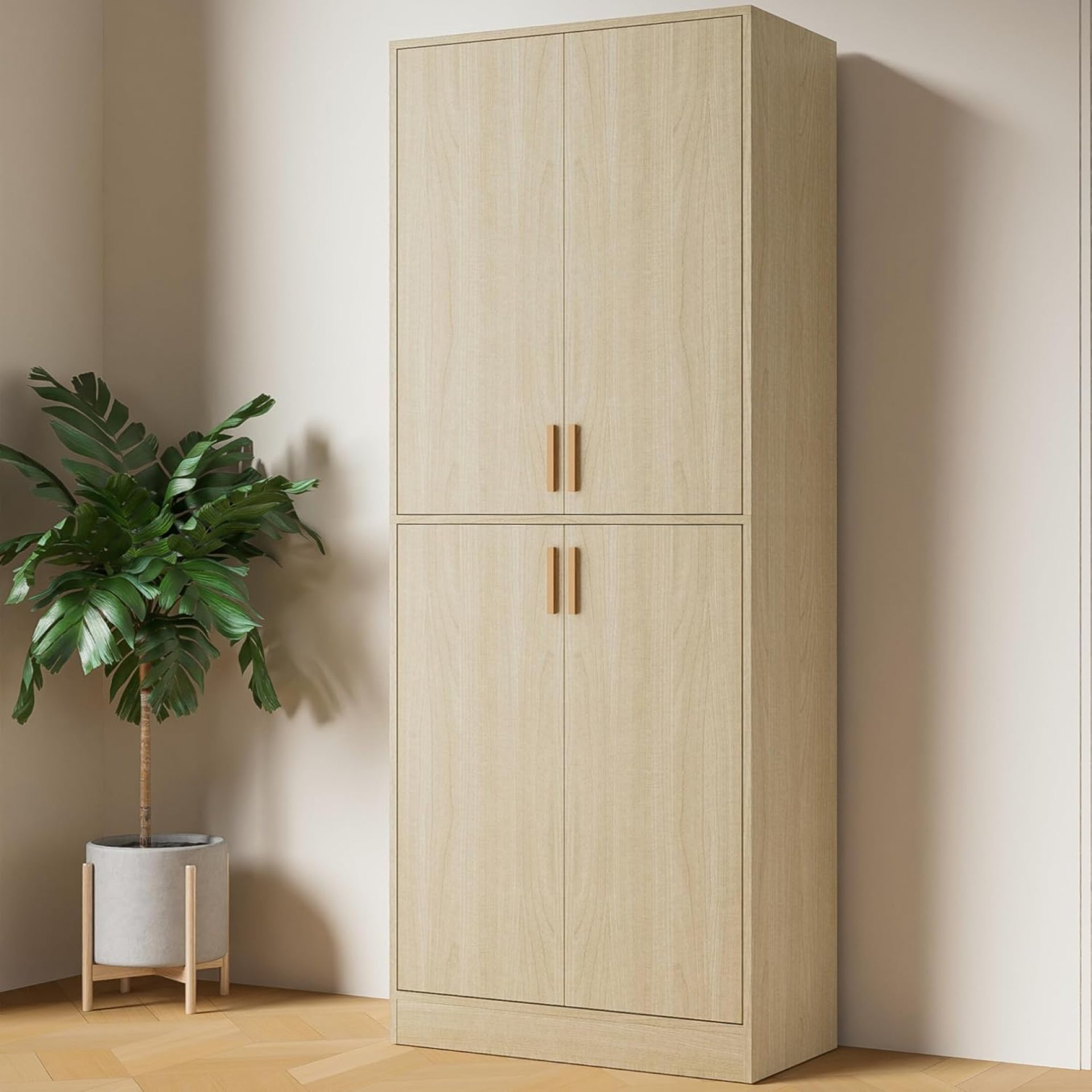 Cozy Castle Kitchen Pantry Cabinet, 71″ Tall Wood Storage Cabinet with Doors and Shelves 4 Doors Freestanding Cupboard Utility Hutch for Dining Room Living Room Bathroom Furniture, Oak Cozy Castle Kitchen Pantry Cabinet, 71″ Tall Wood Storage Cabinet with Doors and Shelves 4 Doors Freestanding Cupboard Utility Hutch for Dining Room Living Room Bathroom Furniture, Oak