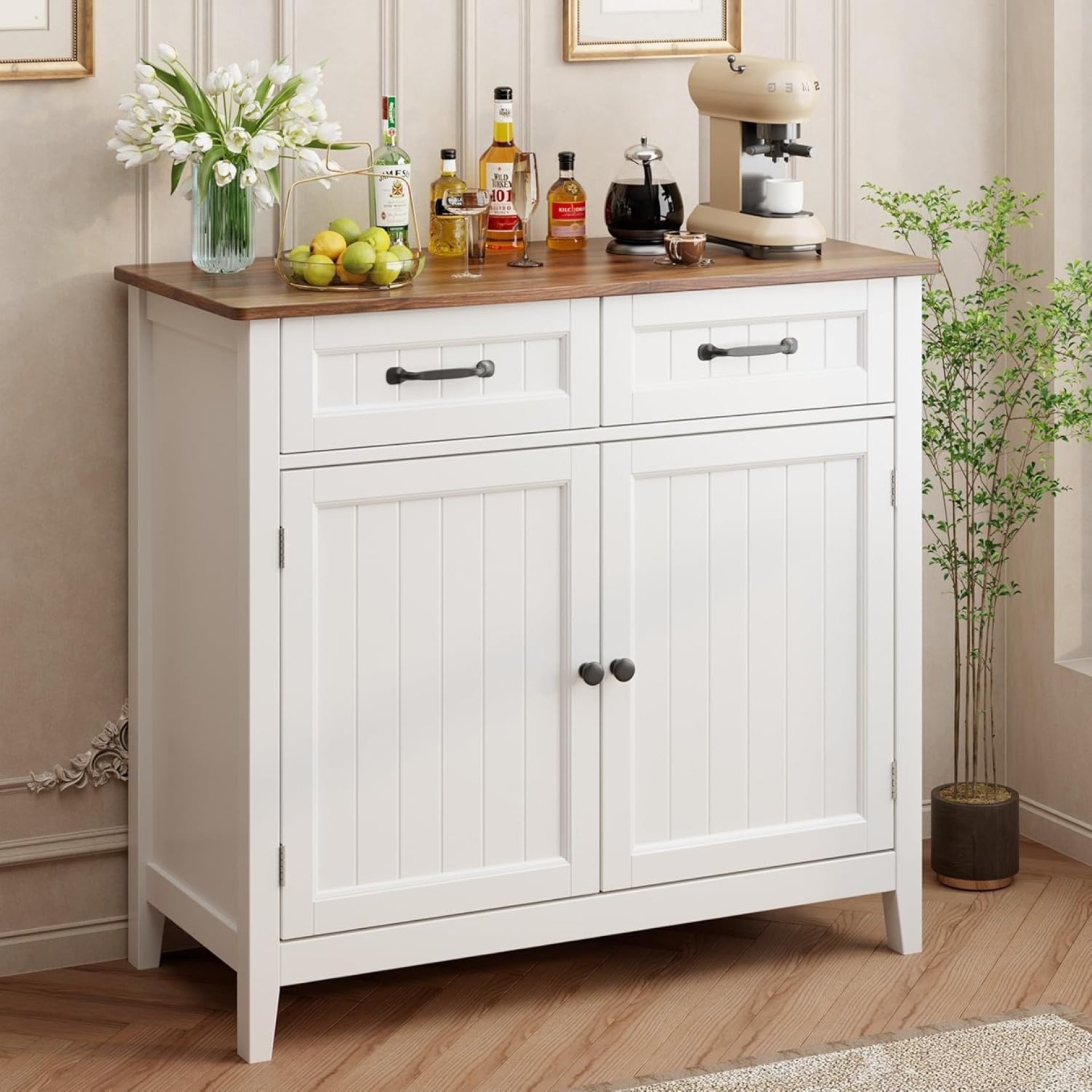 Gizoon Kitchen Sideboard Buffet Cabinet, 32″ H Large Kitchen Storage Islanand Adjustable Shelf, Modern Coffee Bar Console Cabinet for Dining Room, Bathroom, Entryway, Retro Gizoon Kitchen Sideboard Buffet Cabinet, 32″ H Large Kitchen Storage Islanand Adjustable Shelf, Modern Coffee Bar Console Cabinet for Dining Room, Bathroom, Entryway, Retro