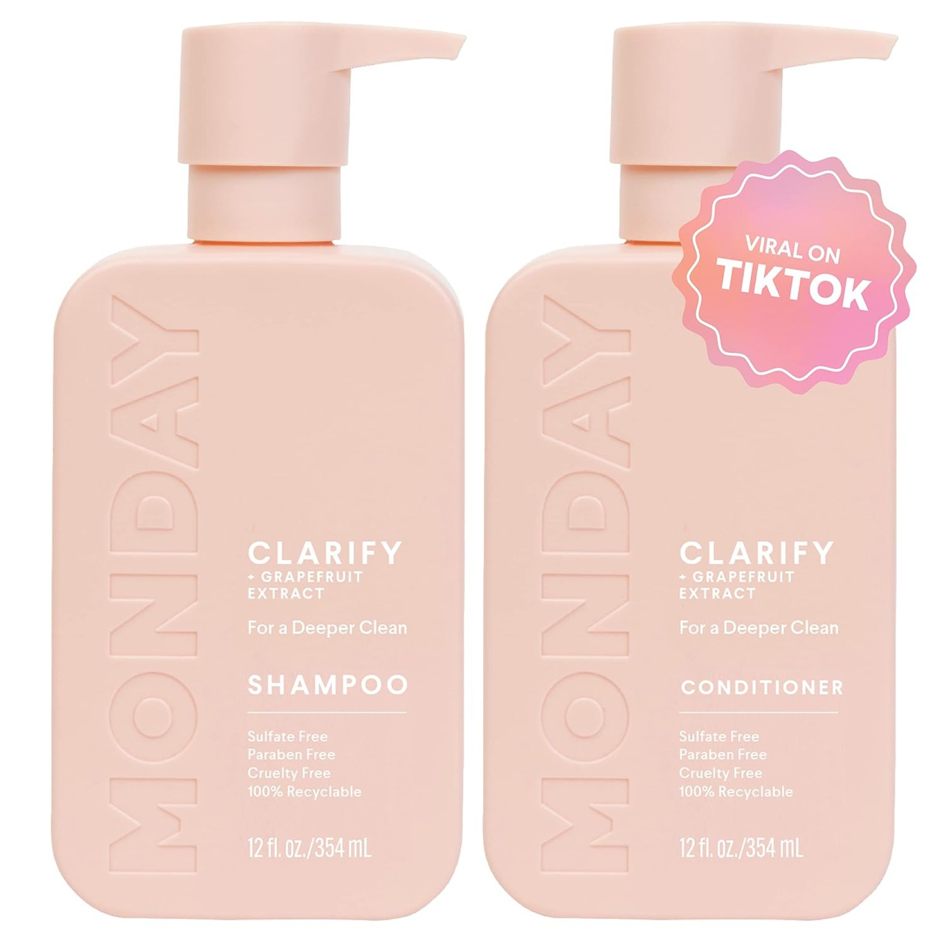 MONDAY HAIRCARE Clarify Shampoo and Conditioner Set 12oz for Oily Hair, Made with Grapefruit Extract, Coconut Oil, Shea Butter, Vitamin E and Provitamin B5 MONDAY HAIRCARE Clarify Shampoo and Conditioner Set 12oz for Oily Hair, Made with Grapefruit Extract, Coconut Oil, Shea Butter, Vitamin E and Provitamin B5