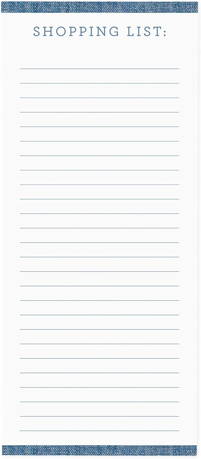 Graphique Magnetic Notepad, Chambray – 100 Sheets, 4” x 9.25” x .5” – Front Says, “Shopping List”, Sticks to Any Magnetic Surface, Perfect for Shopping and Grocery Lists, Makes a Great Gift Graphique Magnetic Notepad, Chambray – 100 Sheets, 4” x 9.25” x .5” – Front Says, “Shopping List”, Sticks to Any Magnetic Surface, Perfect for Shopping and Grocery Lists, Makes a Great Gift