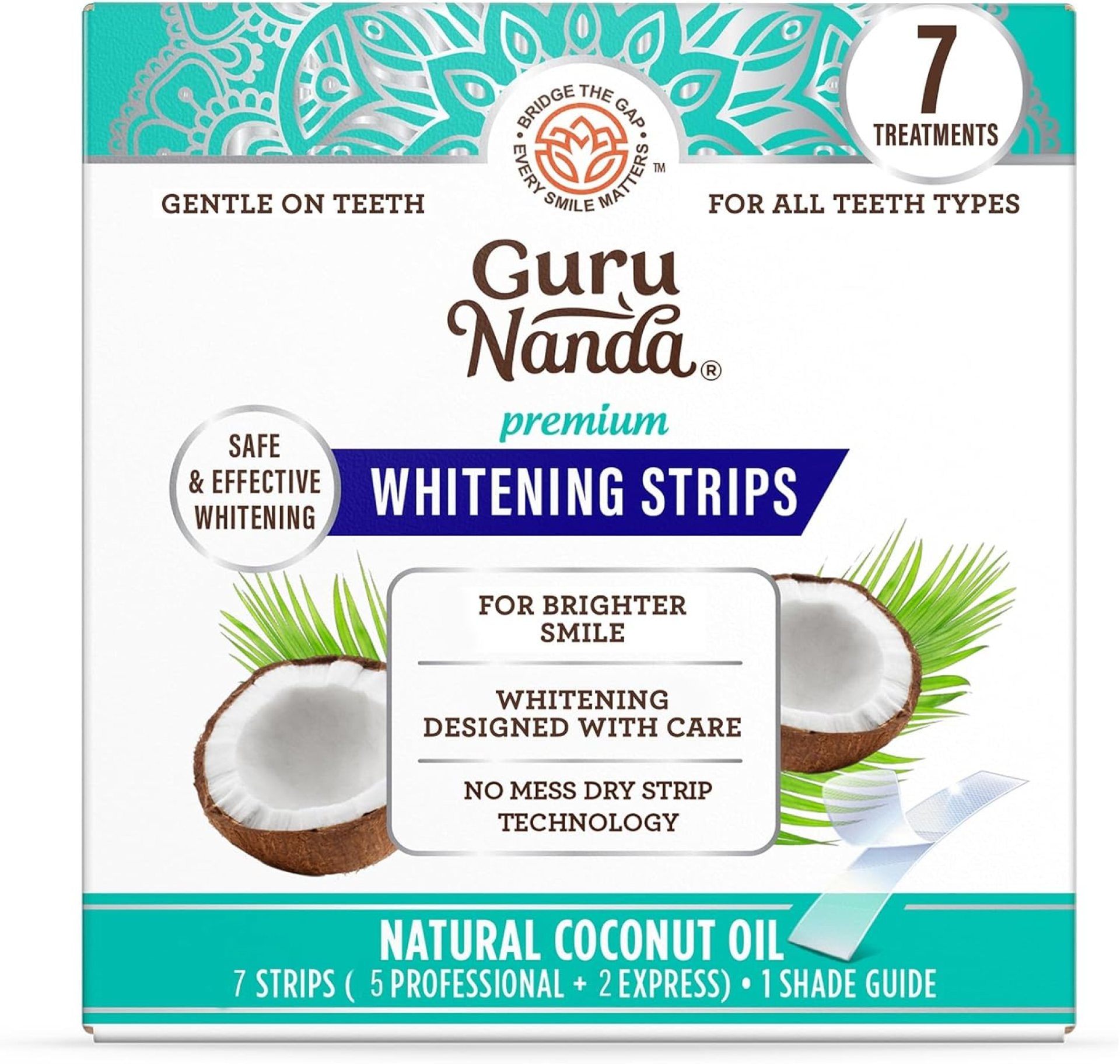 GuruNanda Teeth Whitening Strips – 7-Day Treatment with Non-Slip, Dry Strip Technology – Whitening Designed with Care for a Brighter Smile GuruNanda Teeth Whitening Strips – 7-Day Treatment with Non-Slip, Dry Strip Technology – Whitening Designed with Care for a Brighter Smile